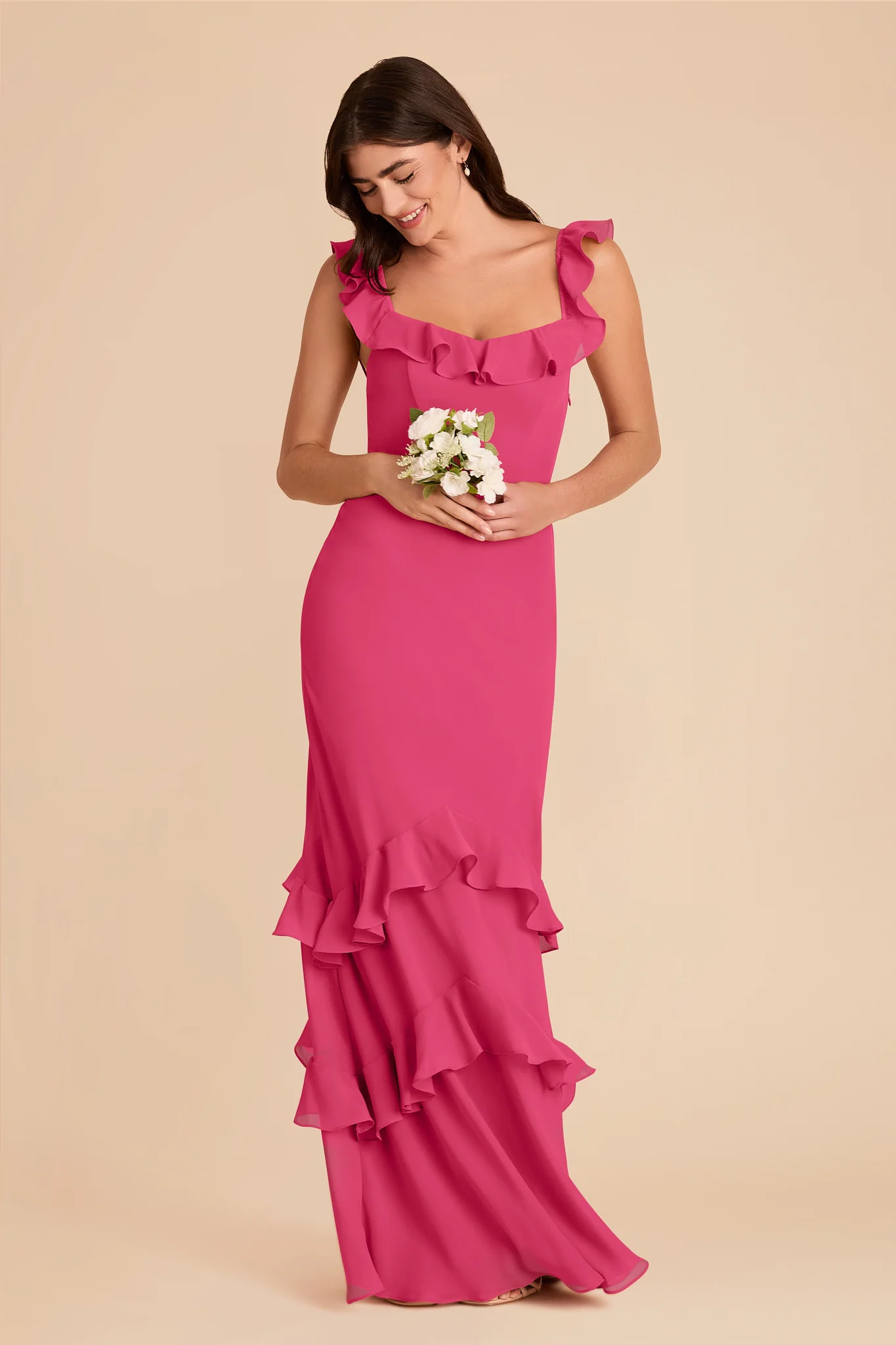 Luna Chiffon Dress - Fuchsia - Image 3