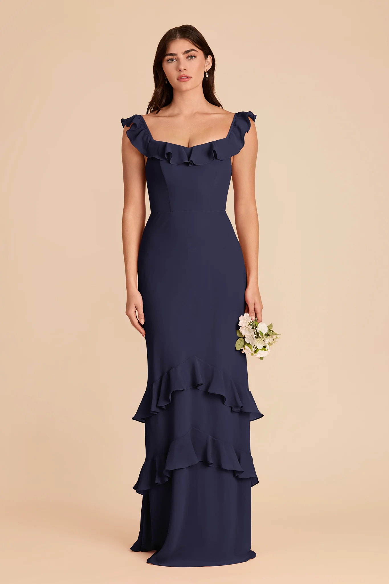 Luna Chiffon Dress - Navy