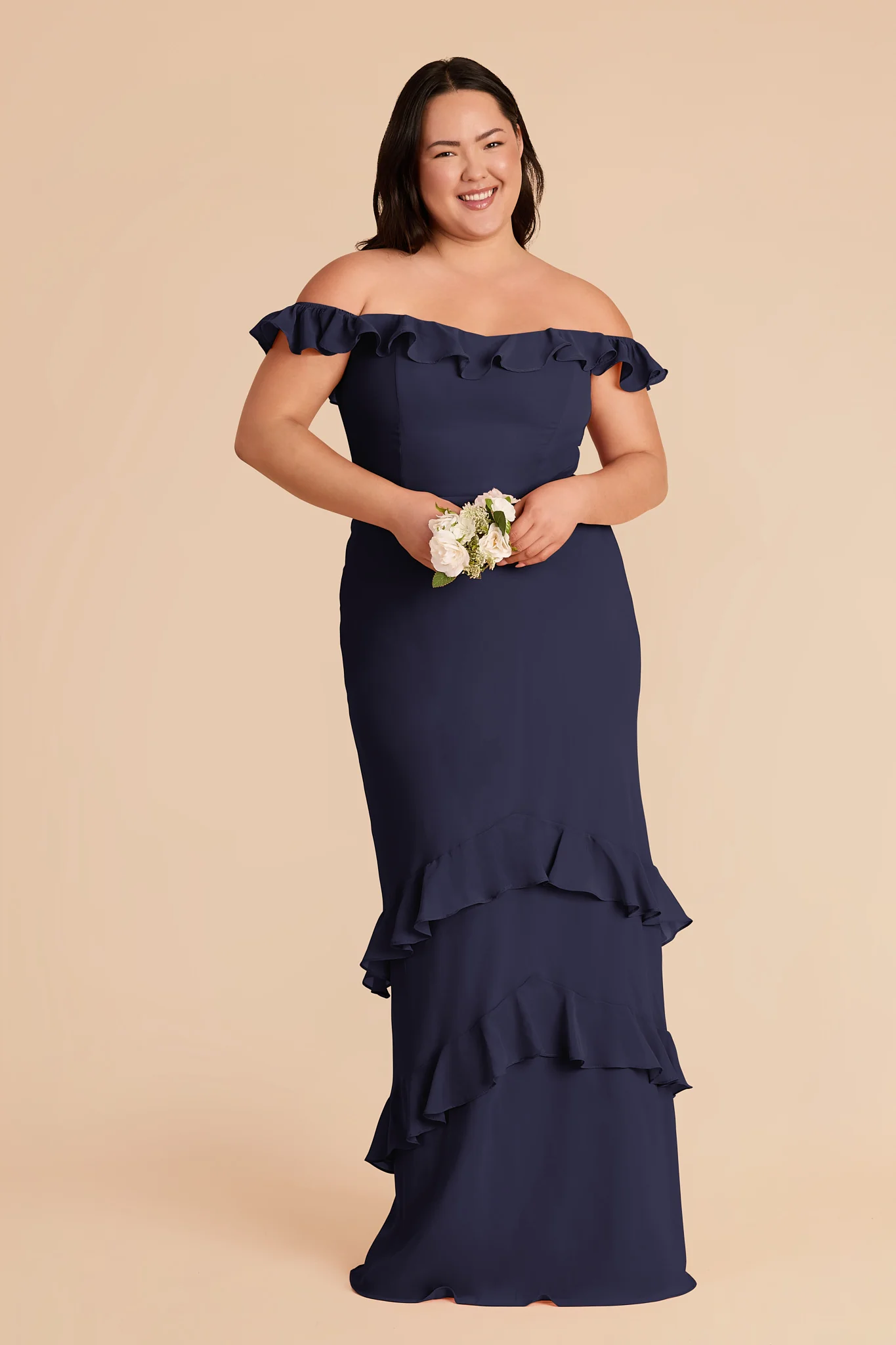 Luna Chiffon Dress - Navy - Image 7