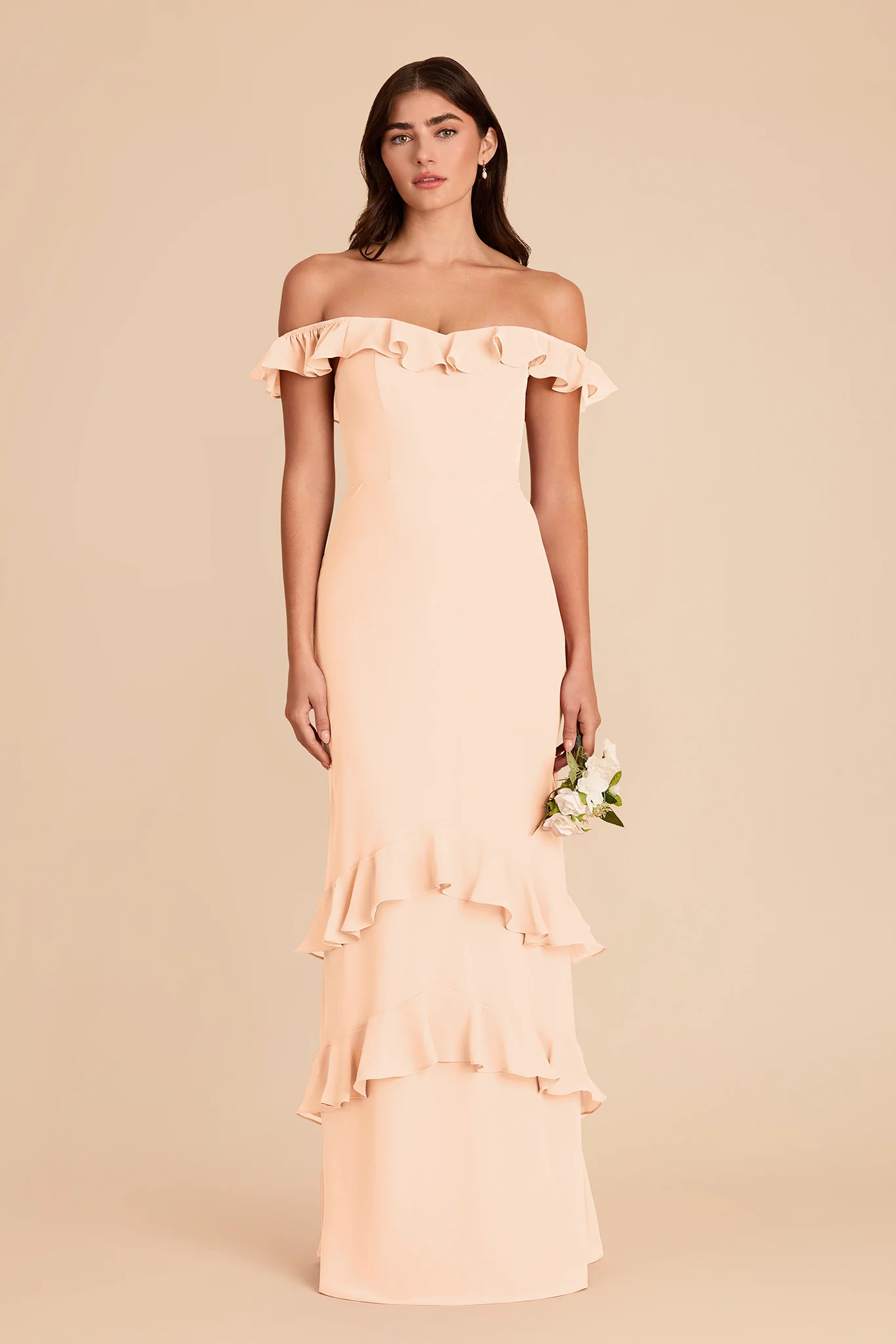 Luna Chiffon Dress - Peach Cream - Image 5