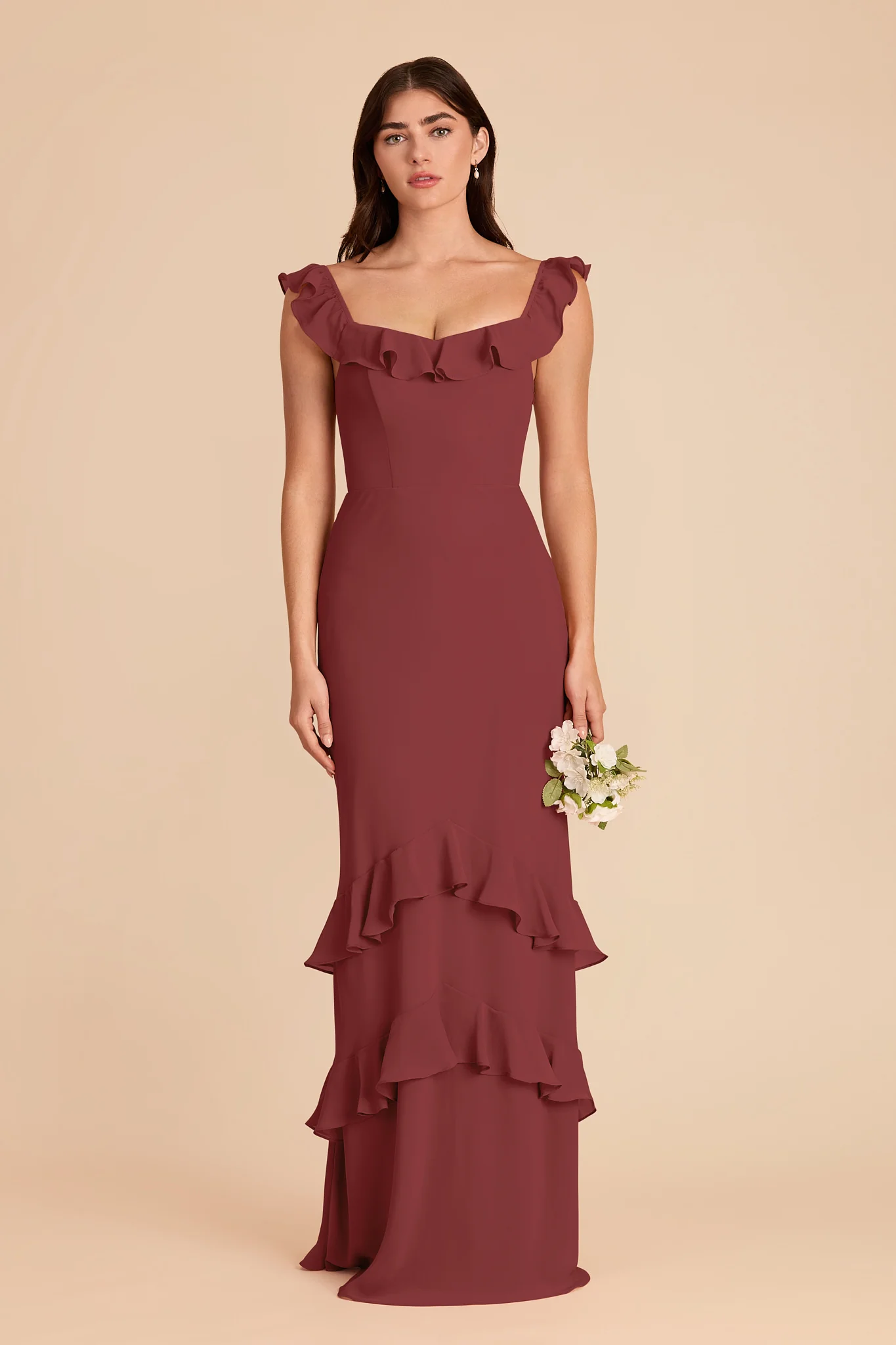 Luna Chiffon Dress - Rosewood