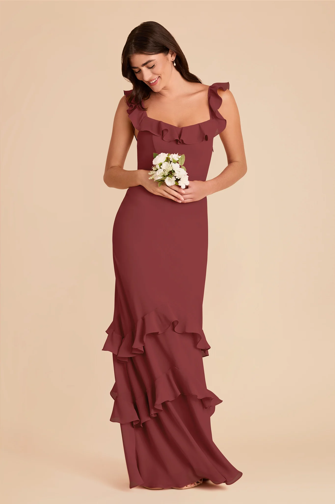 Luna Chiffon Dress - Rosewood - Image 3