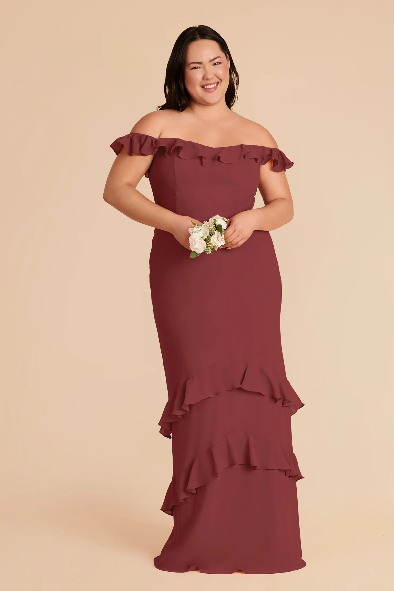 Luna Chiffon Dress - Rosewood - Image 7