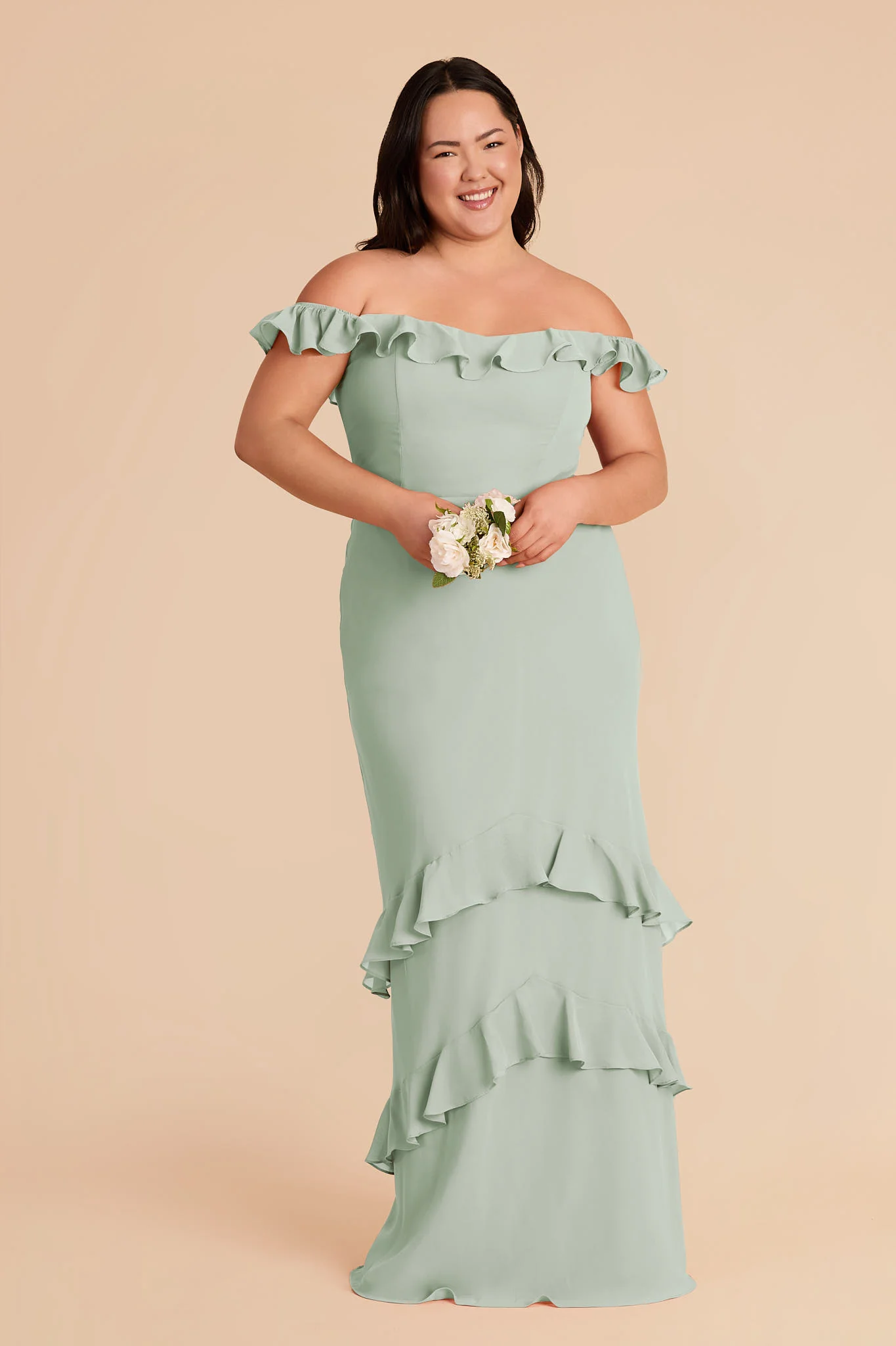 Luna Chiffon Dress - Sage - Image 3