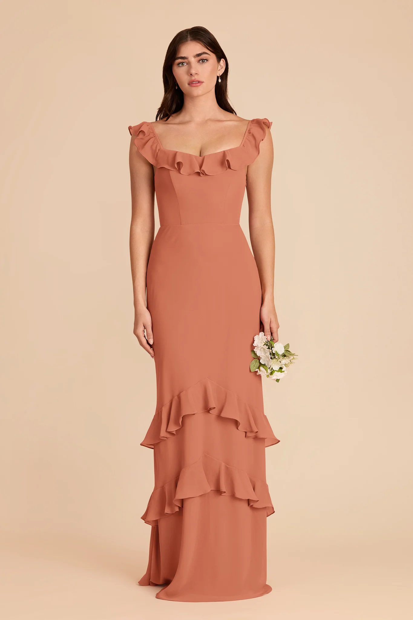 Luna Chiffon Dress - Terracotta