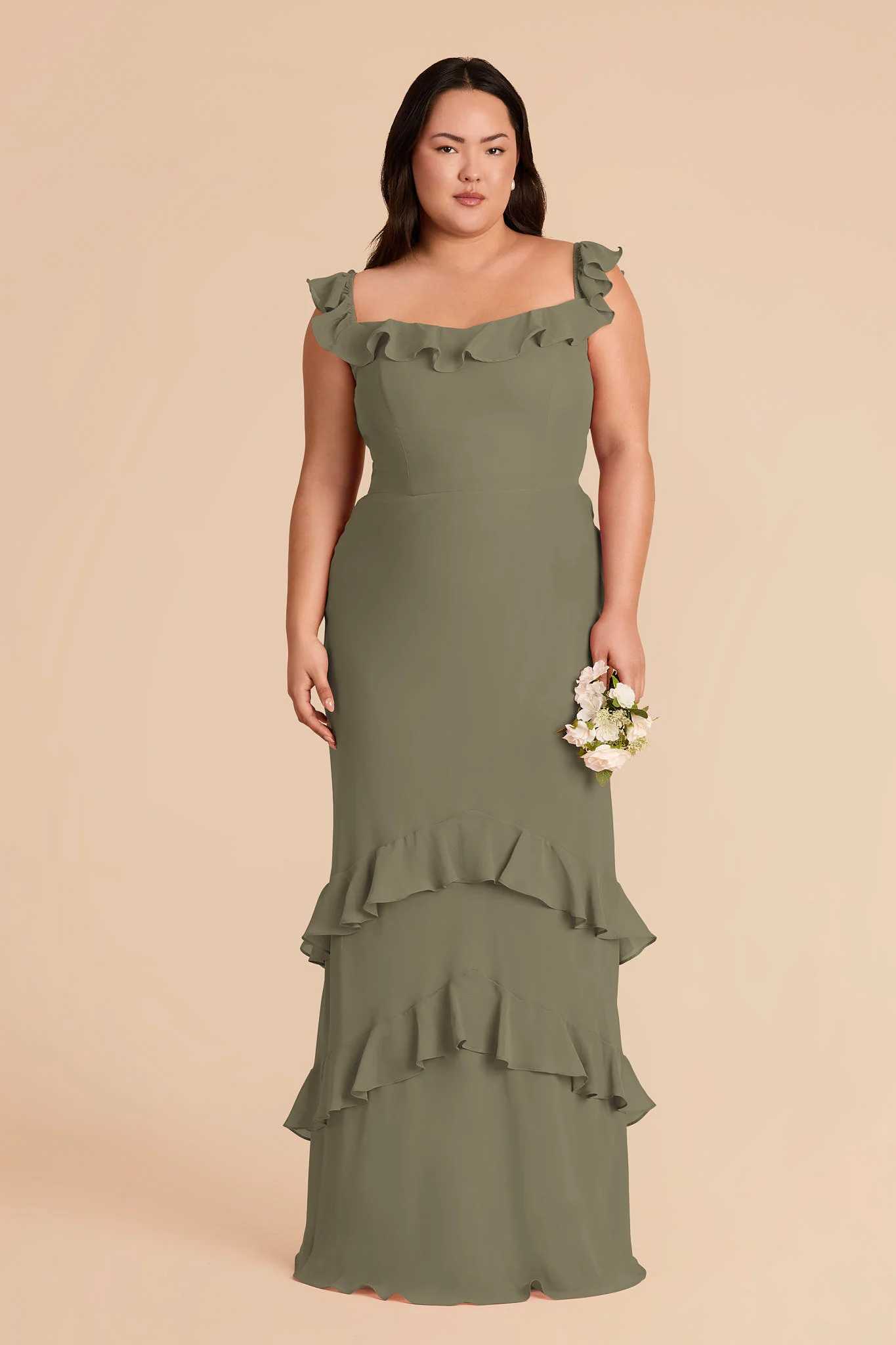 Luna Chiffon Dress - Thyme - Image 2