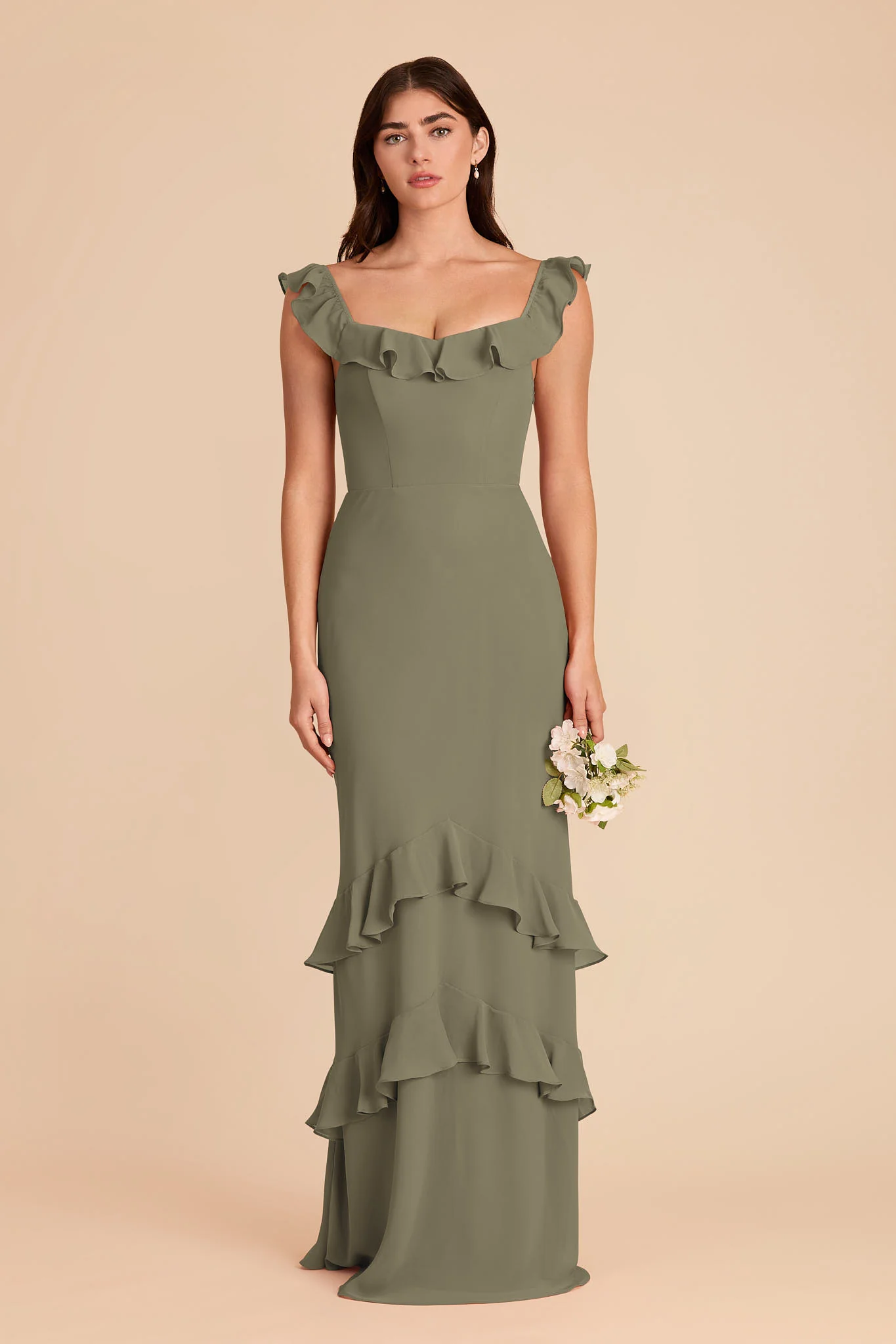 Luna Chiffon Dress - Thyme - Image 3