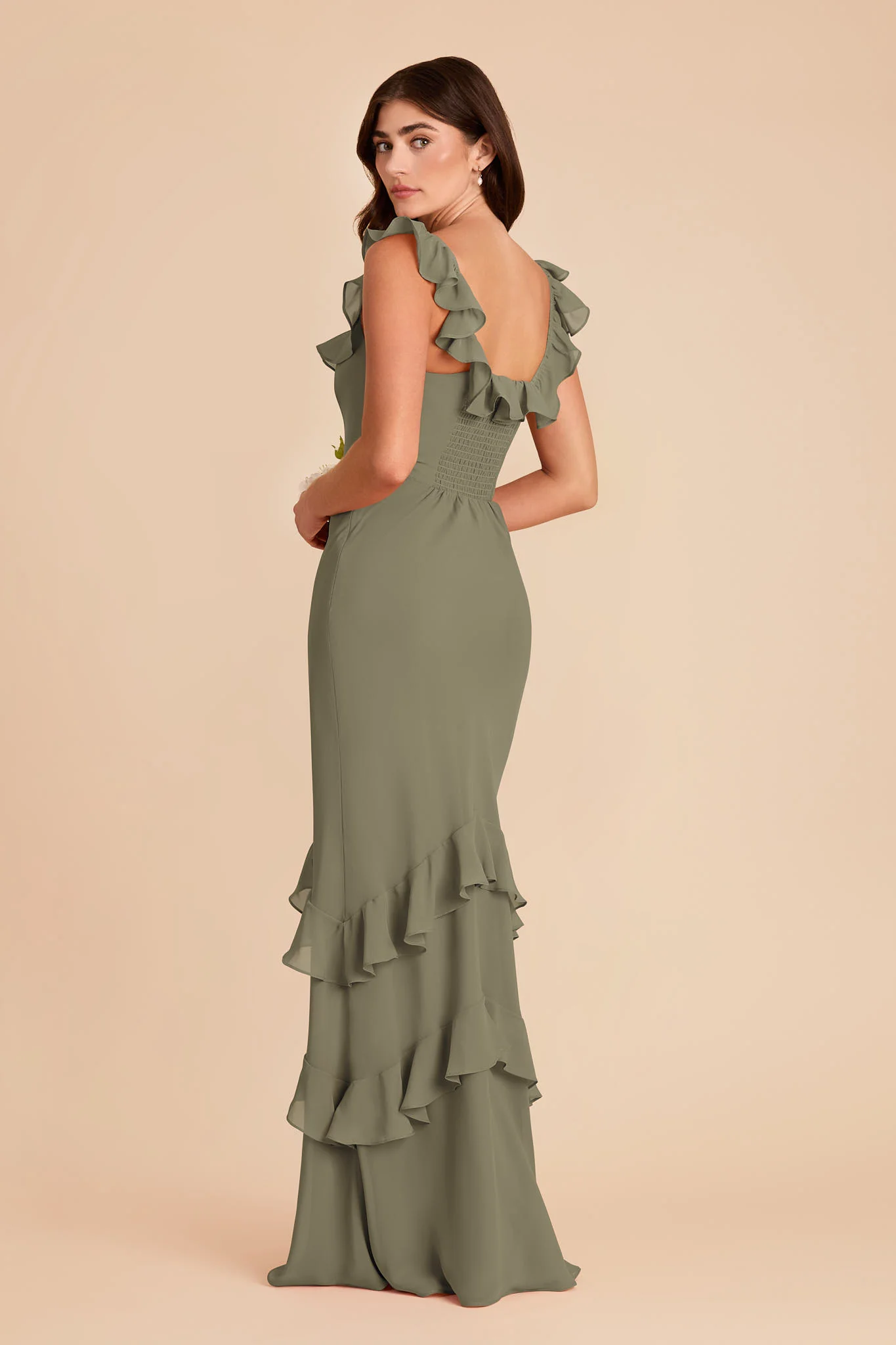 Luna Chiffon Dress - Thyme - Image 5