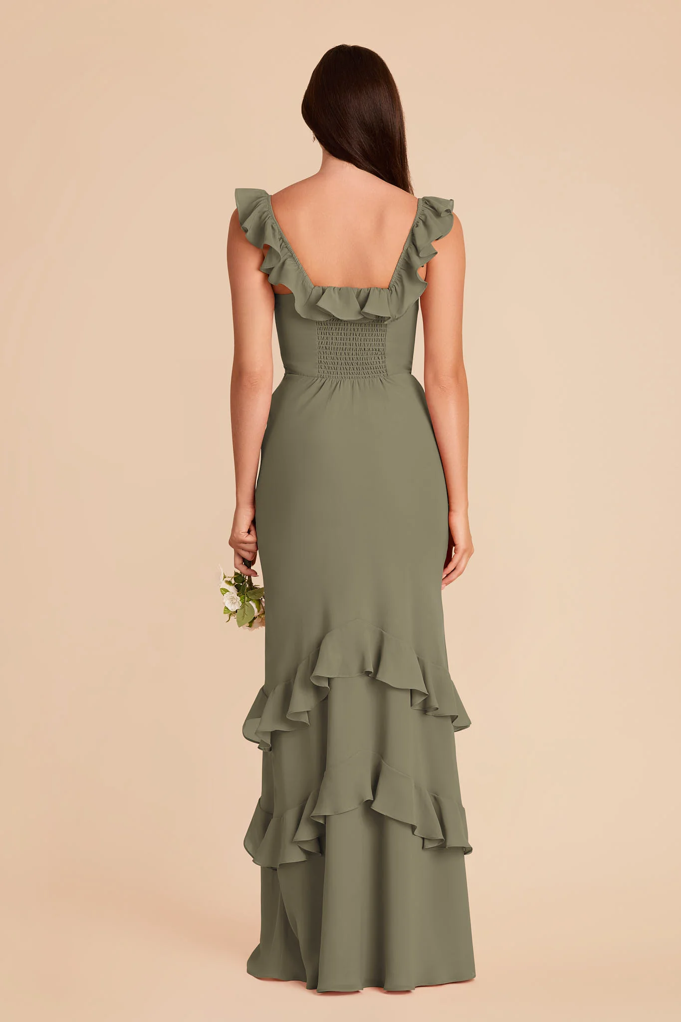 Luna Chiffon Dress - Thyme - Image 6
