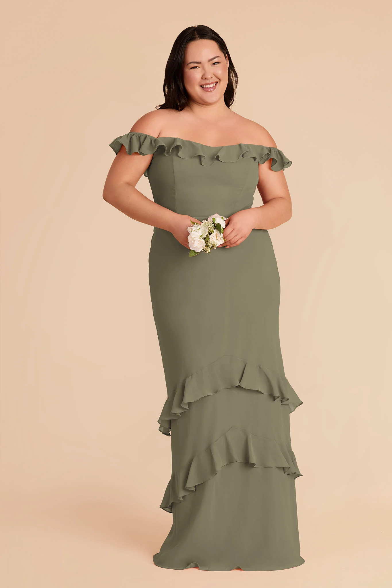 Luna Chiffon Dress - Thyme - Image 7