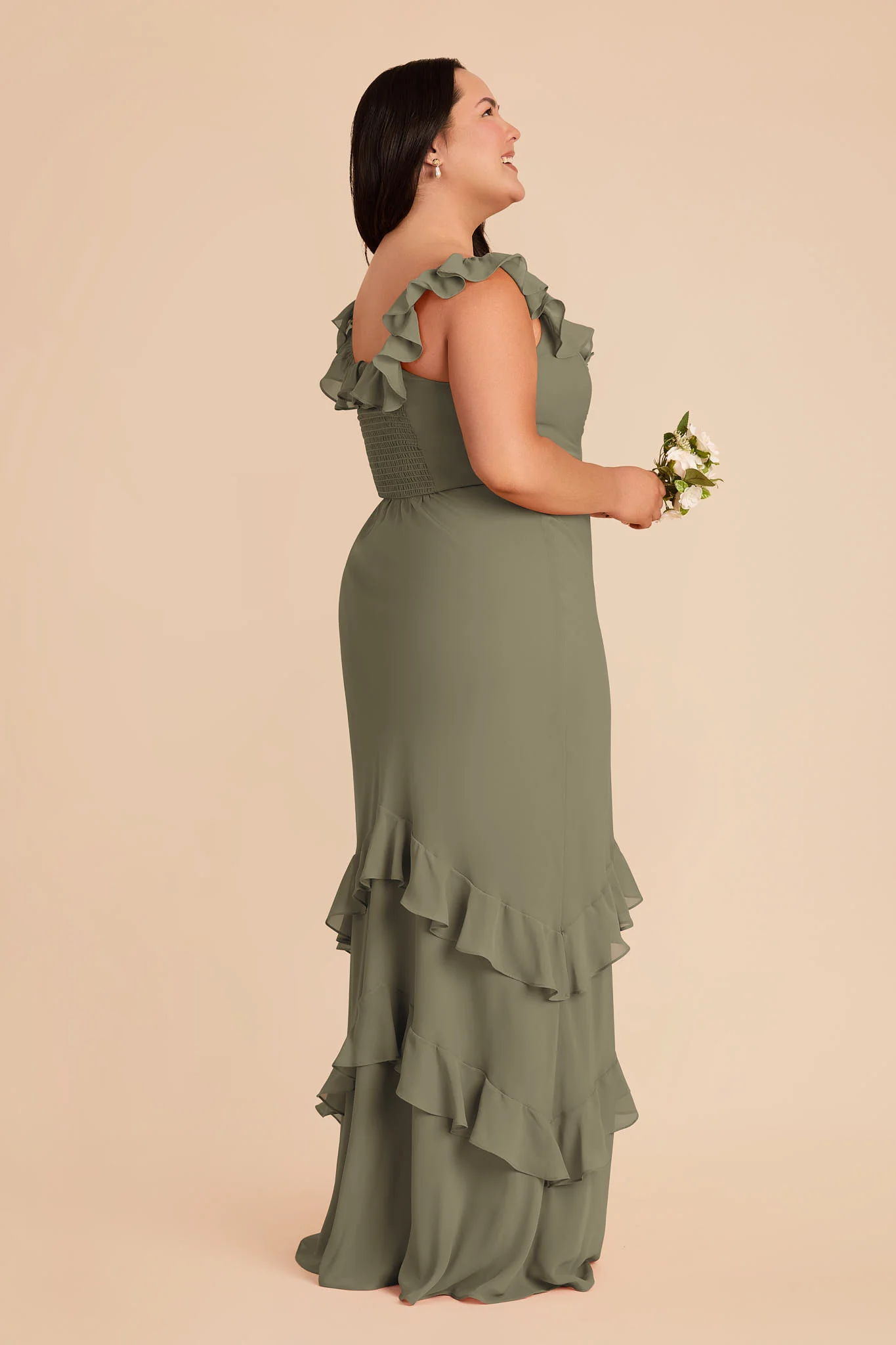 Luna Chiffon Dress - Thyme - Image 8