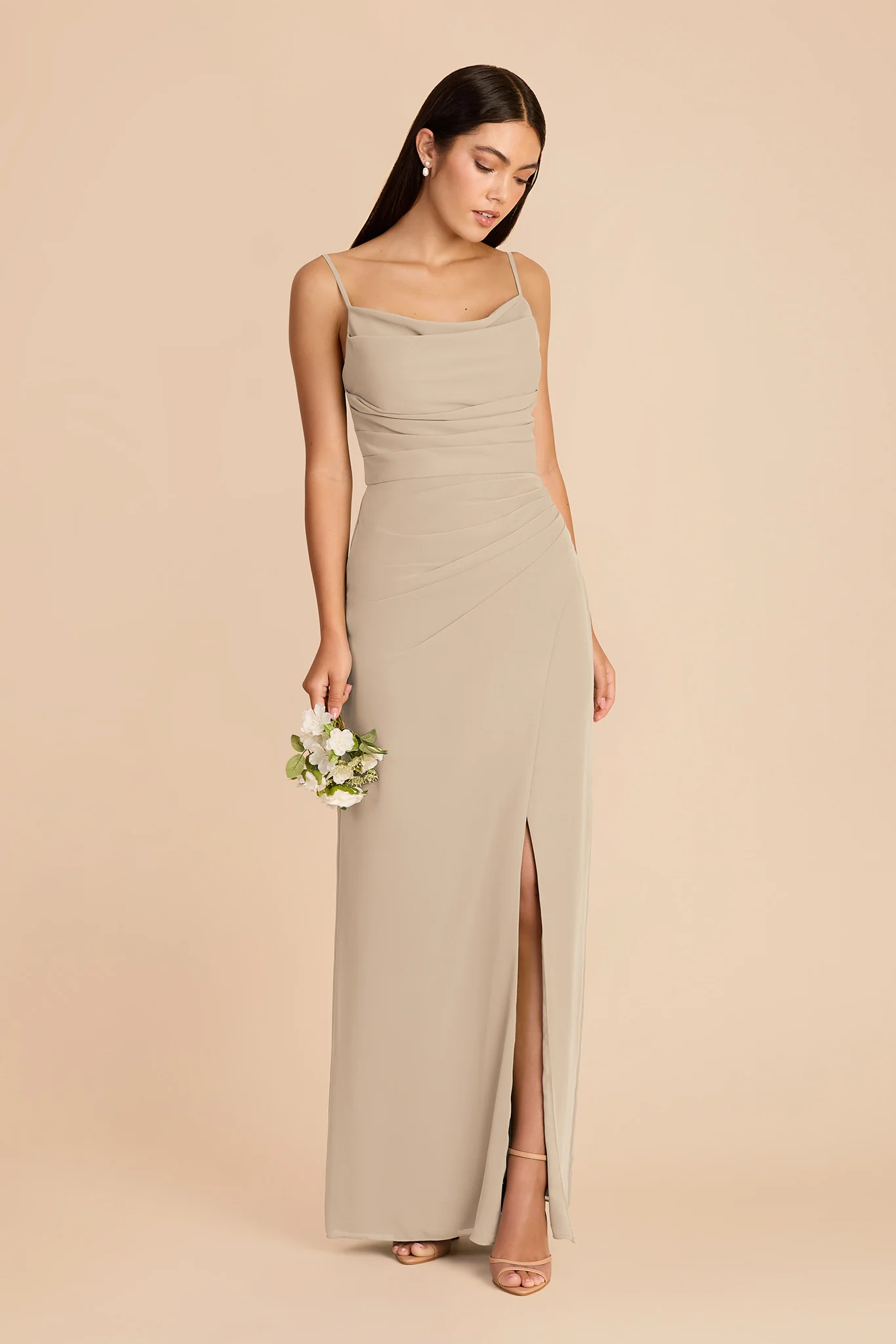 Lydia Chiffon Dress - Almond - Image 3