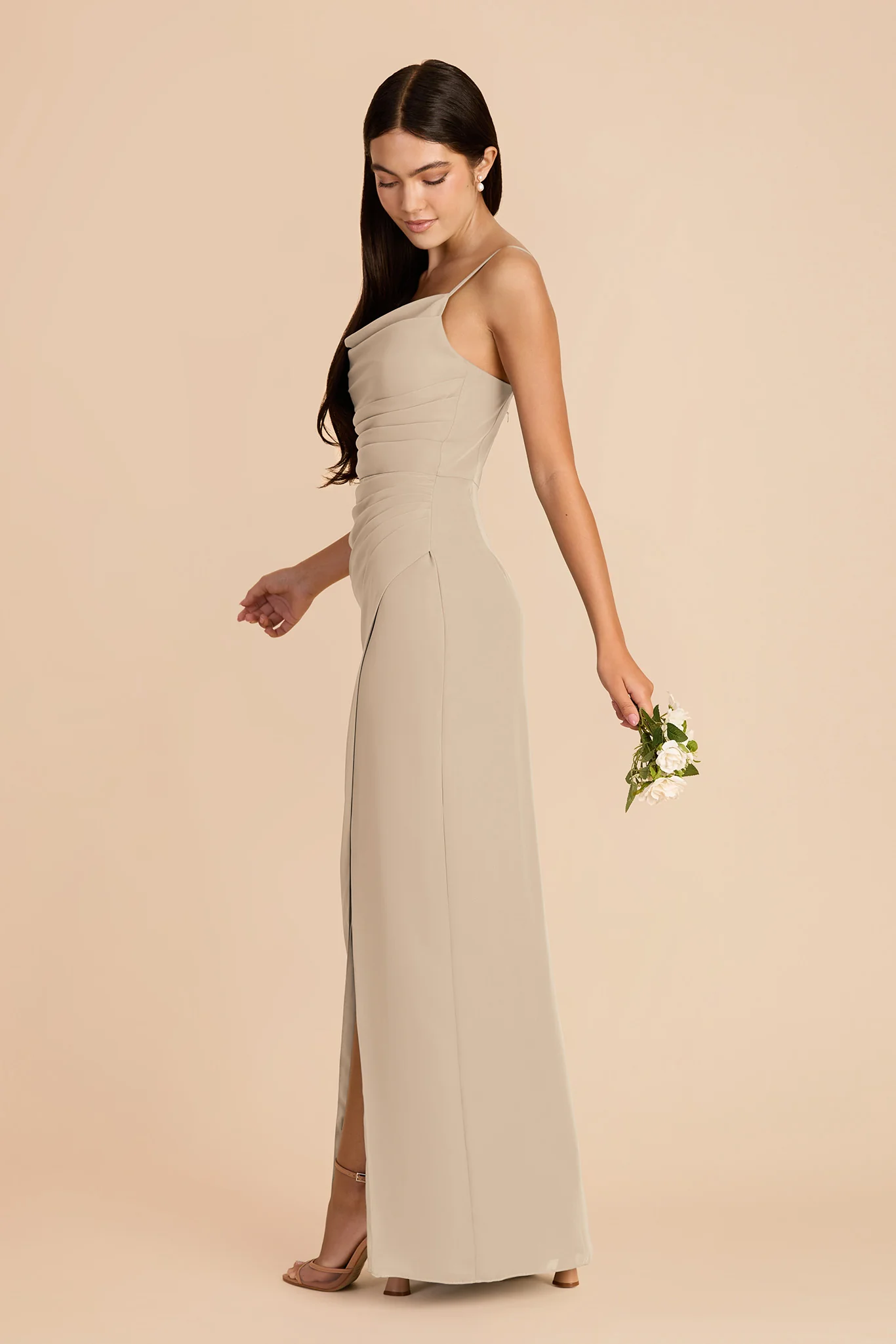 Lydia Chiffon Dress - Almond - Image 4