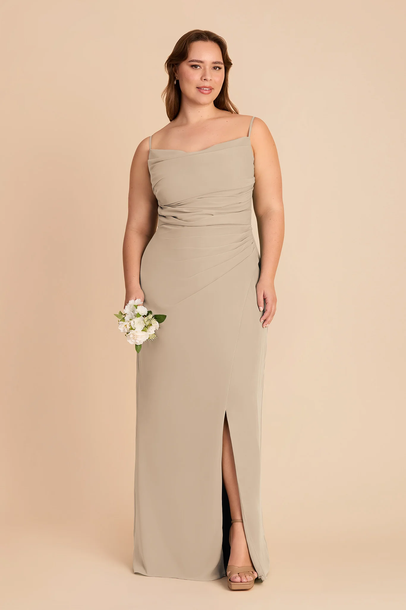 Lydia Chiffon Dress - Almond - Image 6