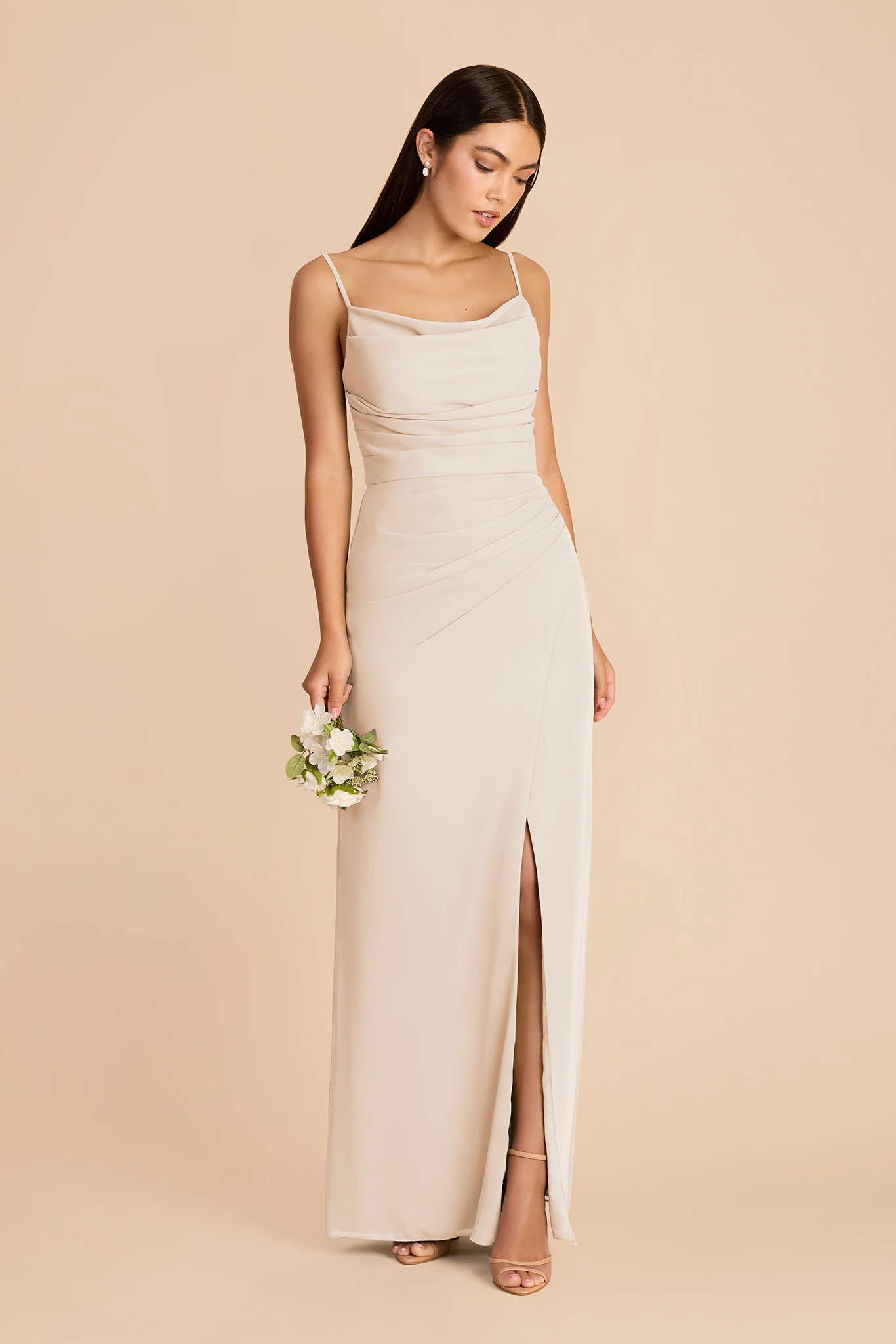 Lydia Chiffon Dress - Champagne - Image 3