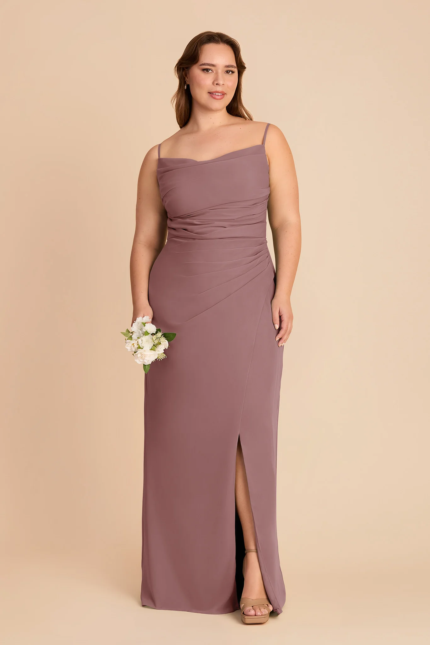 Lydia Chiffon Dress - Dark Mauve - Image 6