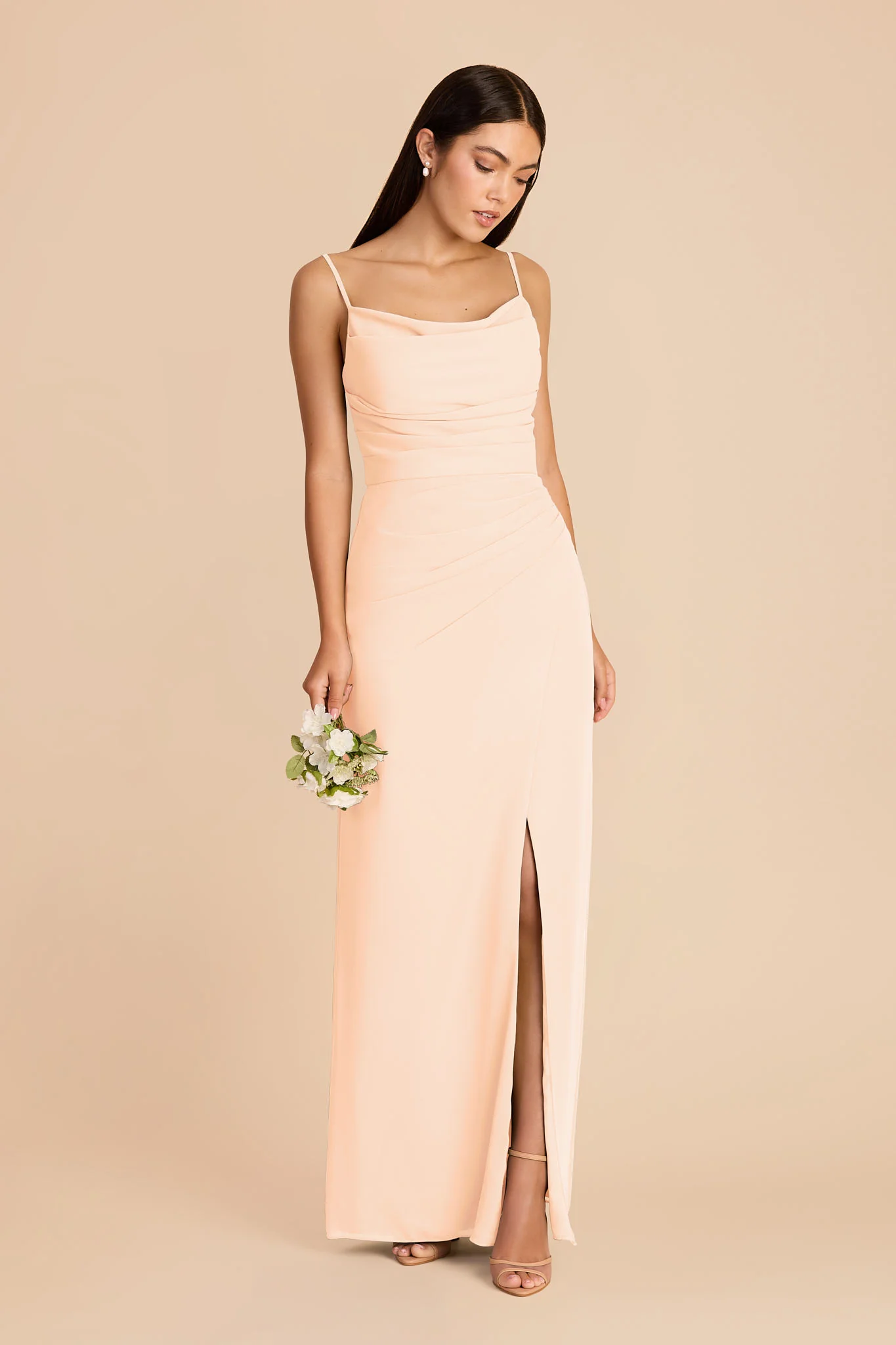 Lydia Chiffon Dress - Peach Cream - Image 3