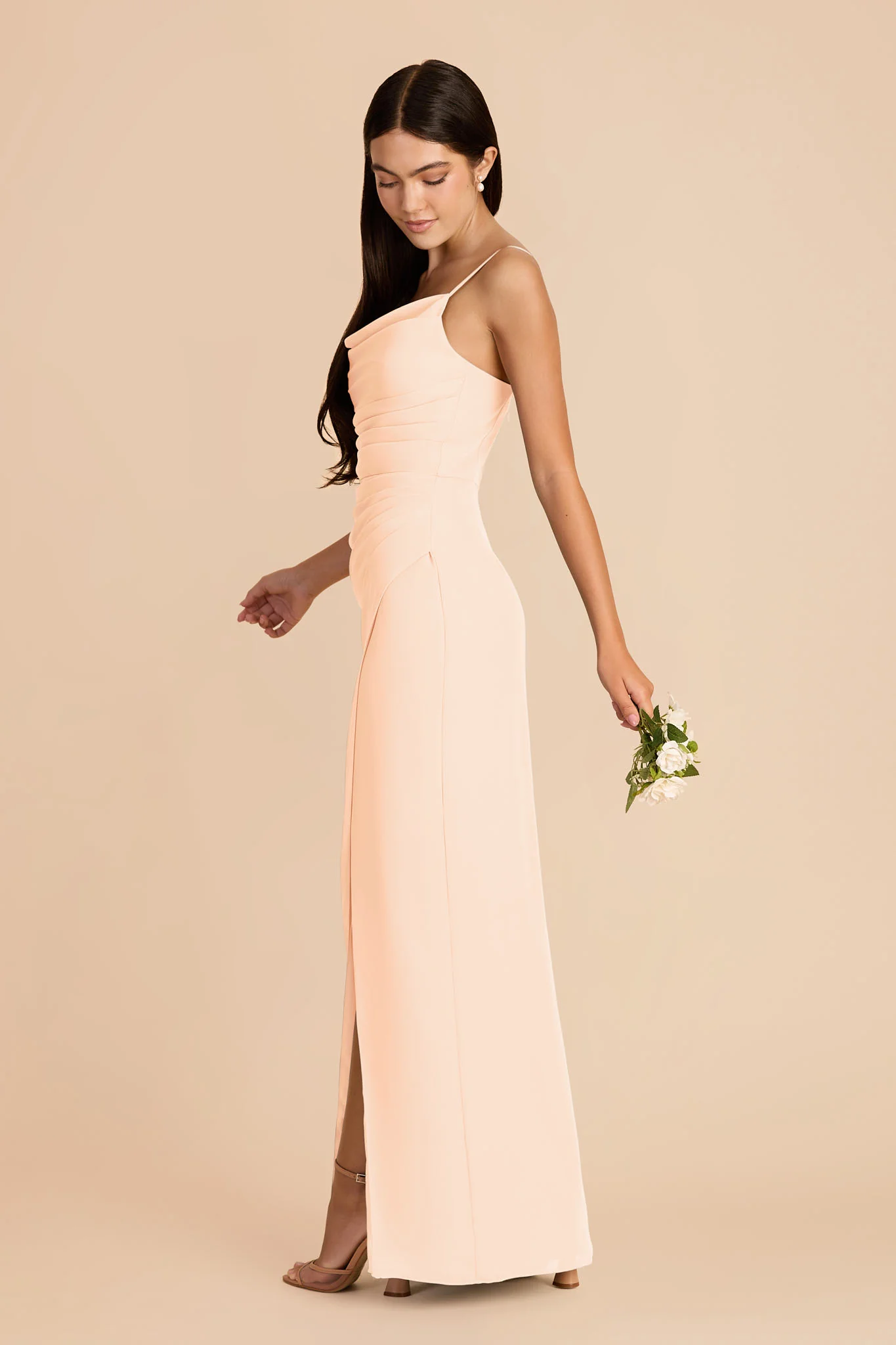 Lydia Chiffon Dress - Peach Cream - Image 4