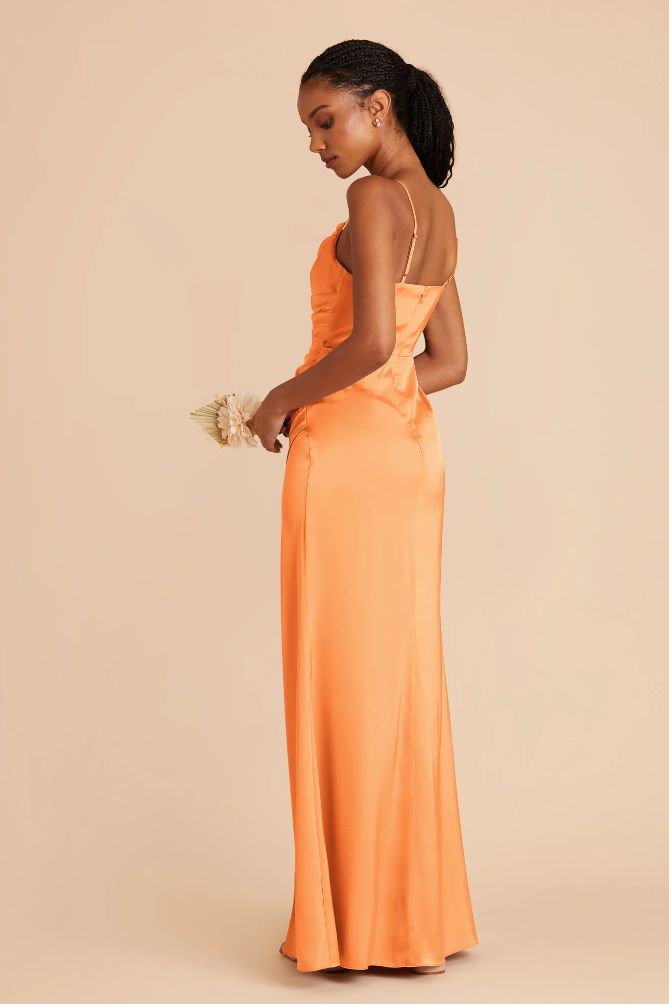 Lydia Matte Satin Dress - Apricot - Image 4