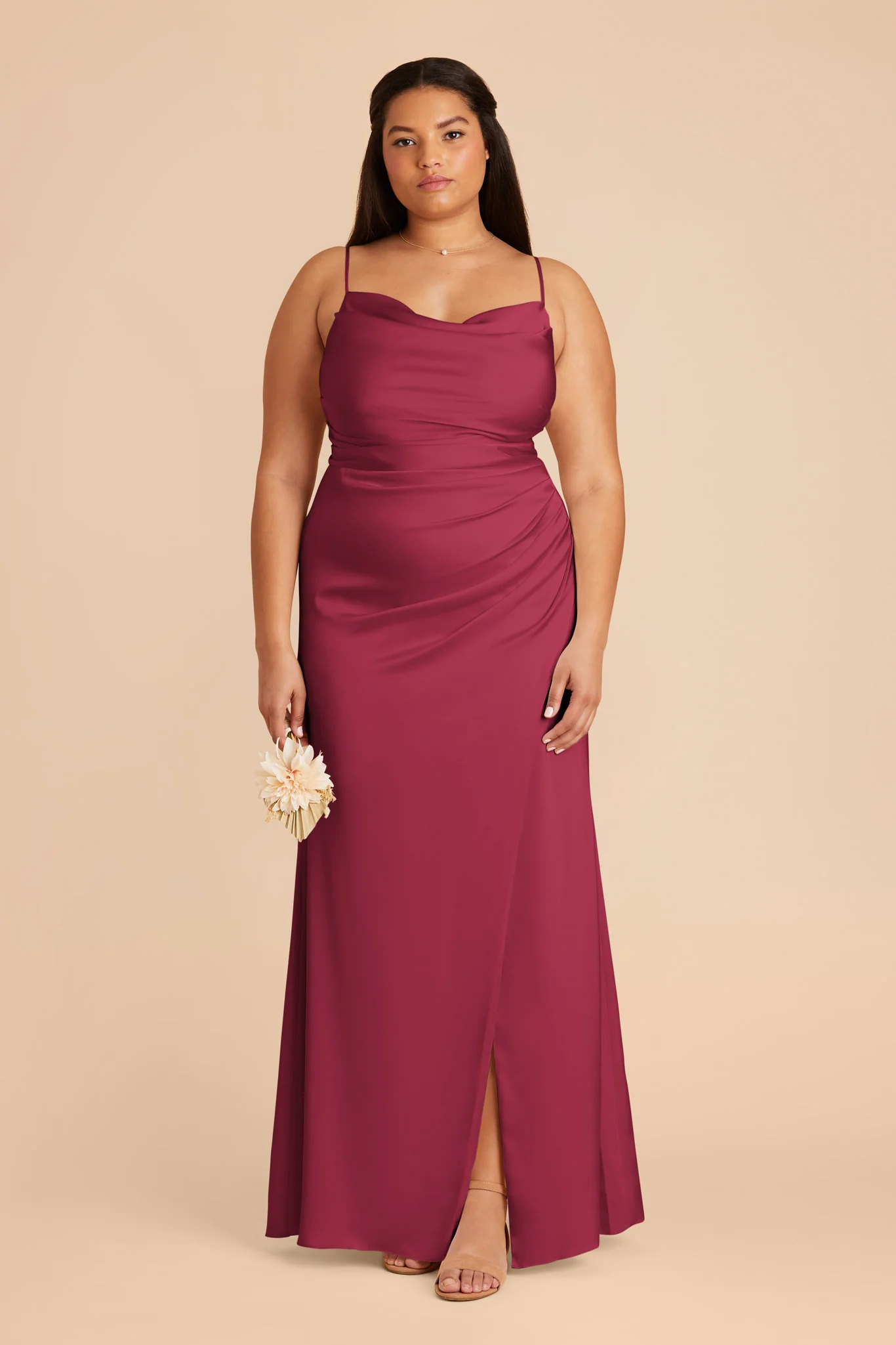 Lydia Matte Satin Dress - Berry - Image 2