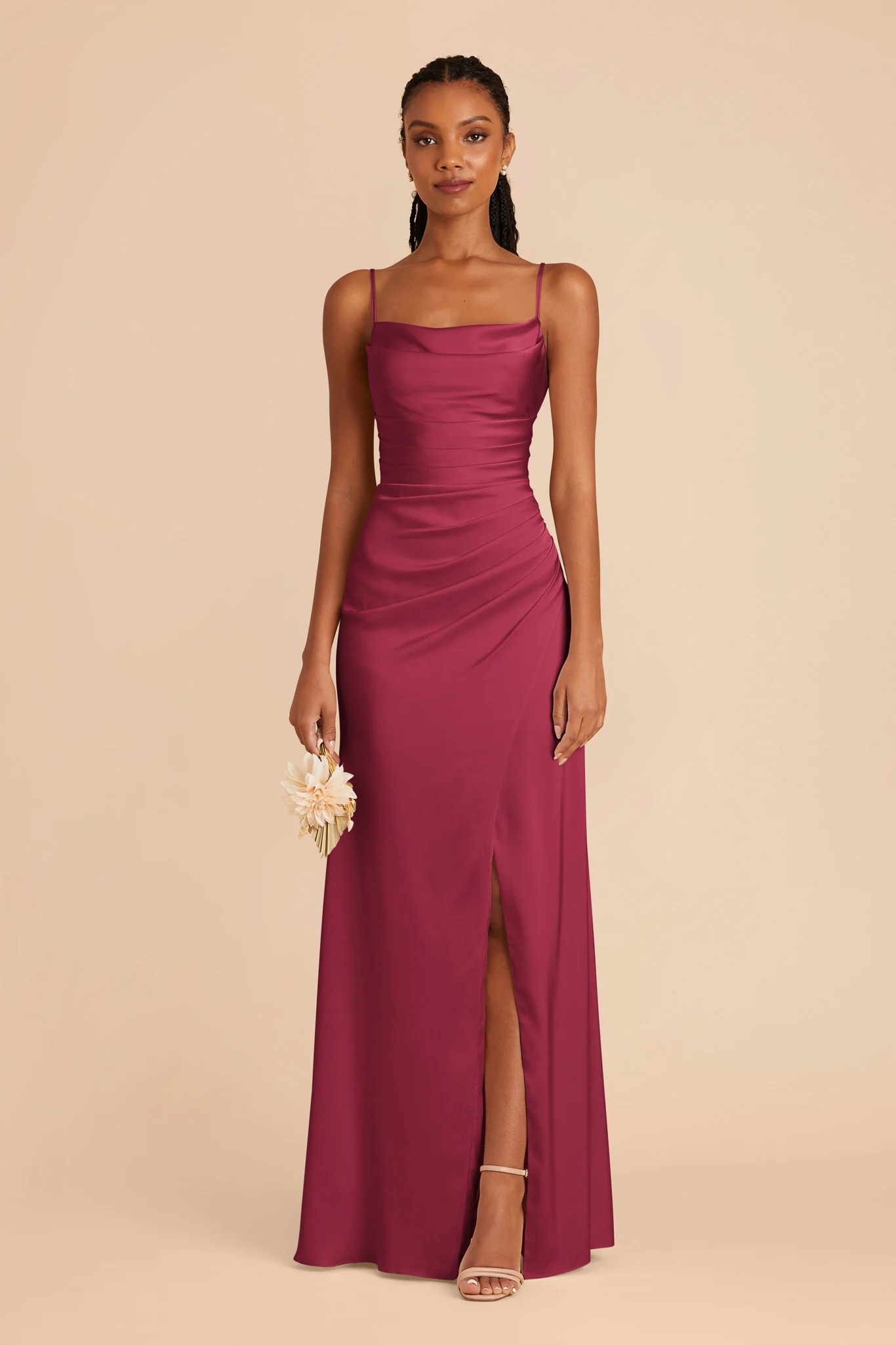 Lydia Matte Satin Dress - Berry - Image 3