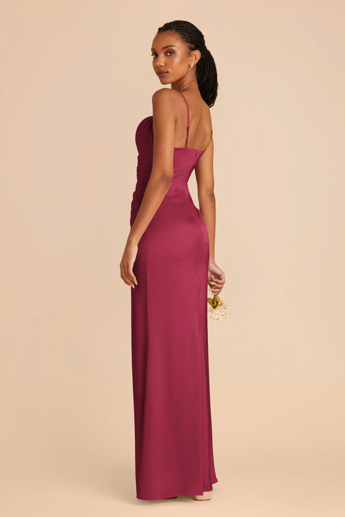 Lydia Matte Satin Dress - Berry - Image 4