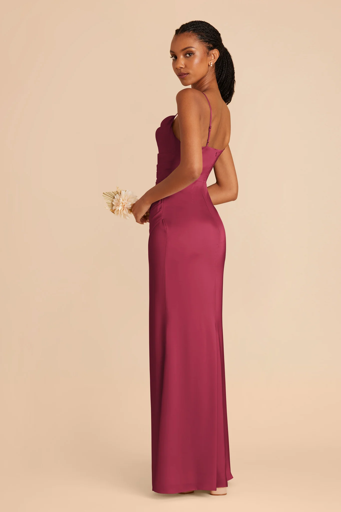 Lydia Matte Satin Dress - Berry - Image 5
