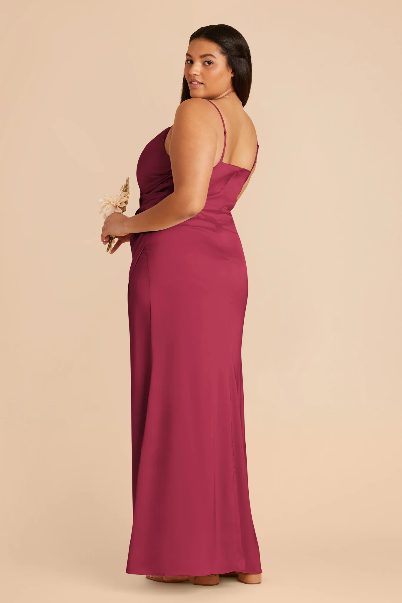 Lydia Matte Satin Dress - Berry - Image 7