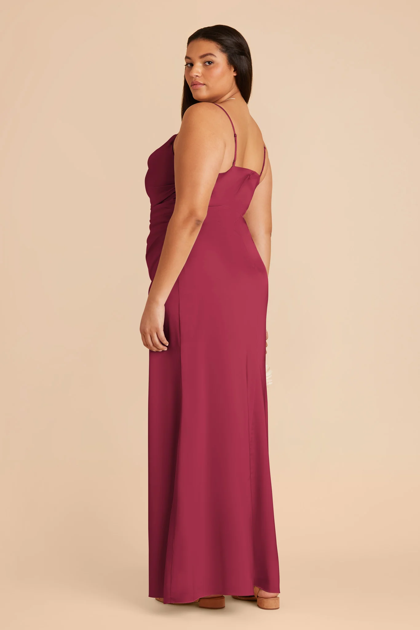 Lydia Matte Satin Dress - Berry - Image 8