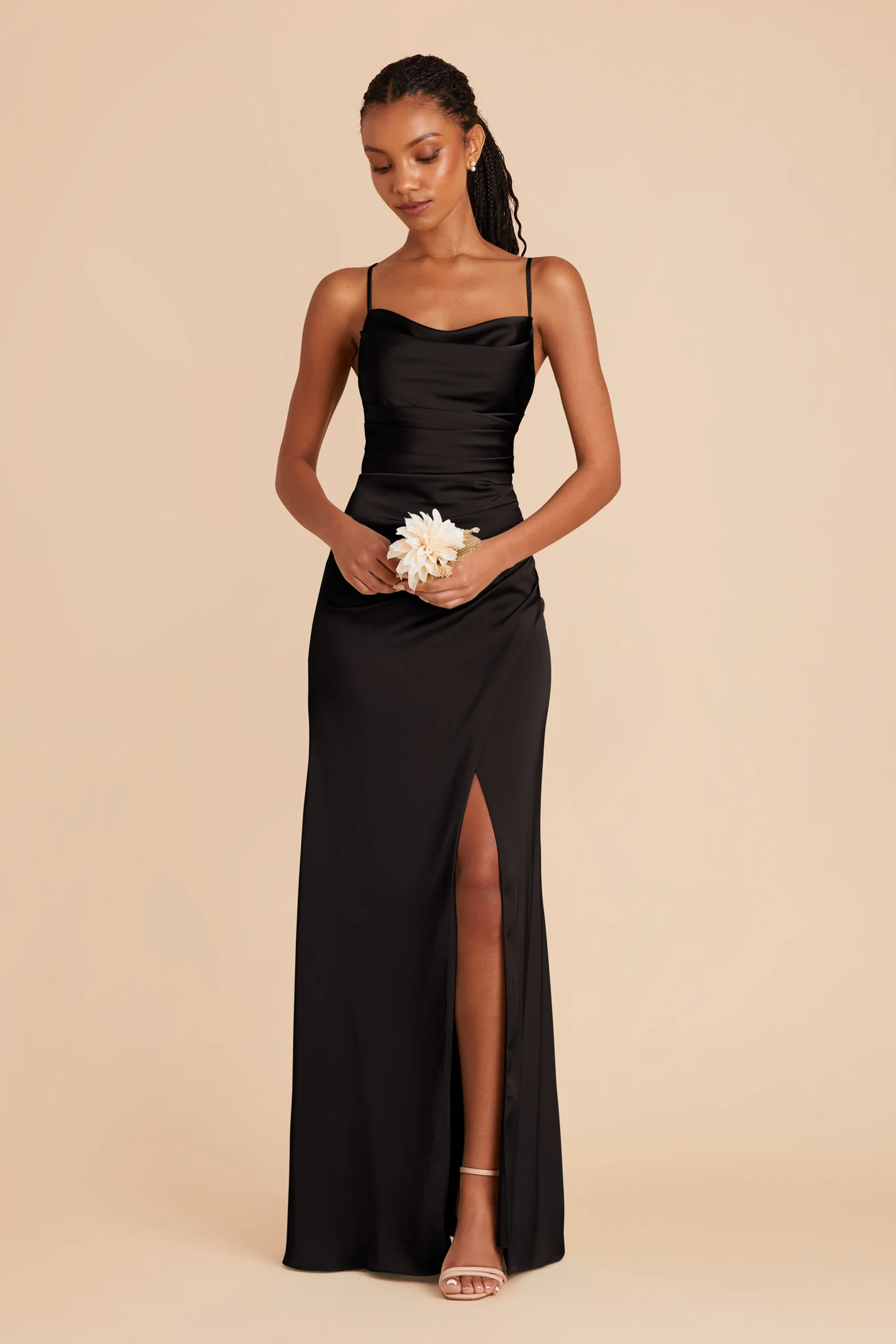 Lydia Matte Satin Dress - Black - Image 4