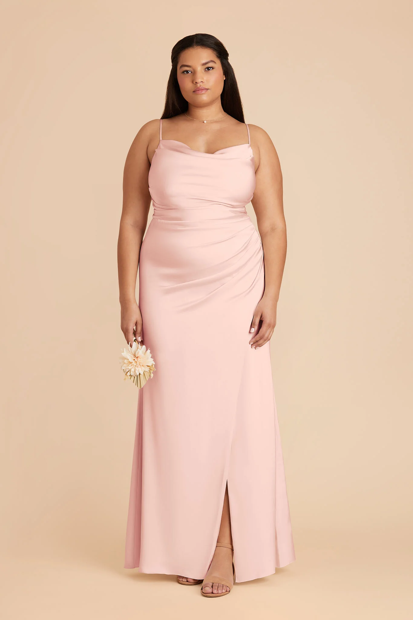 Lydia Matte Satin Dress - Blush Pink - Image 2