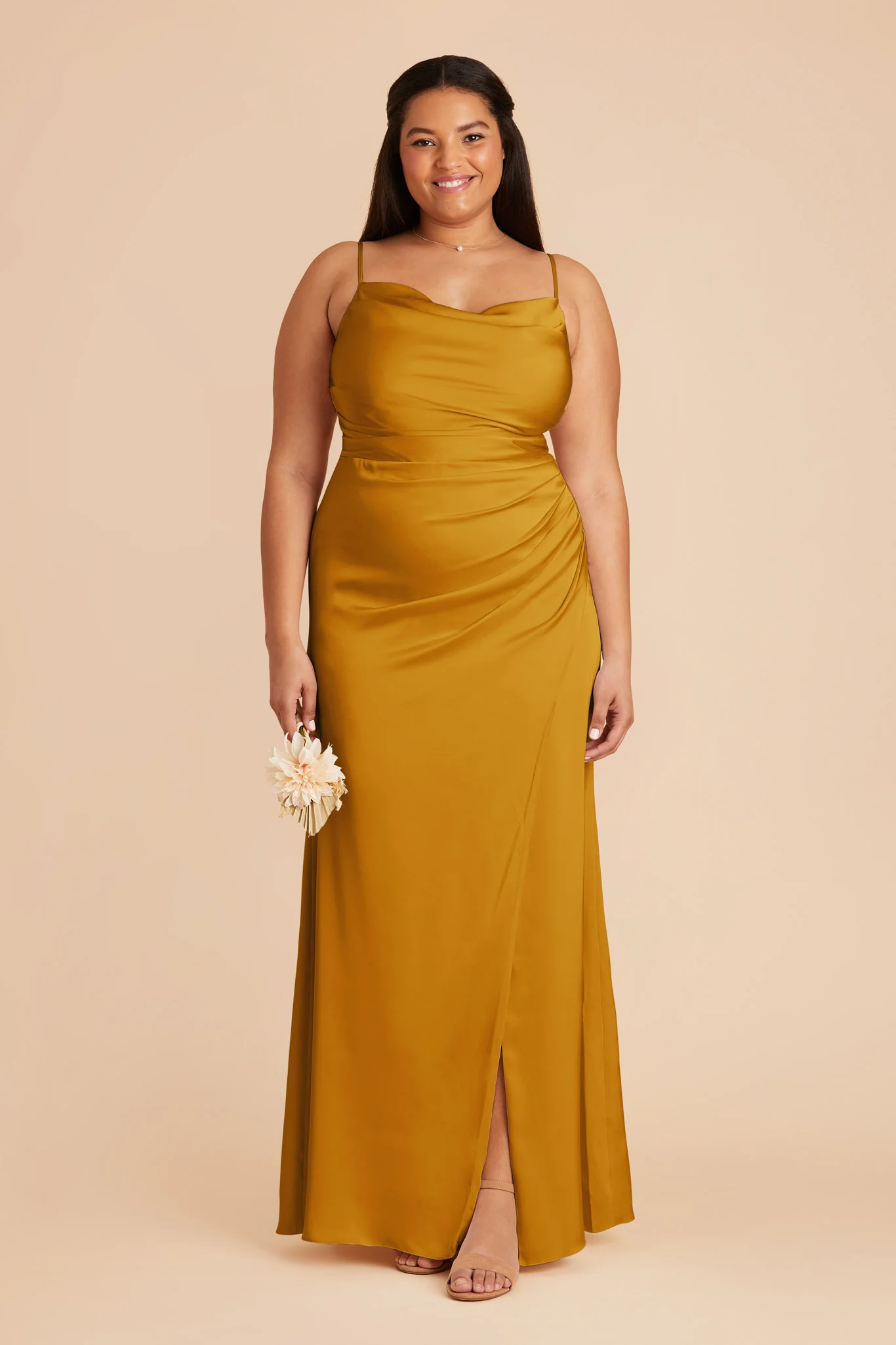 Lydia Matte Satin Dress - Butterscotch - Image 8