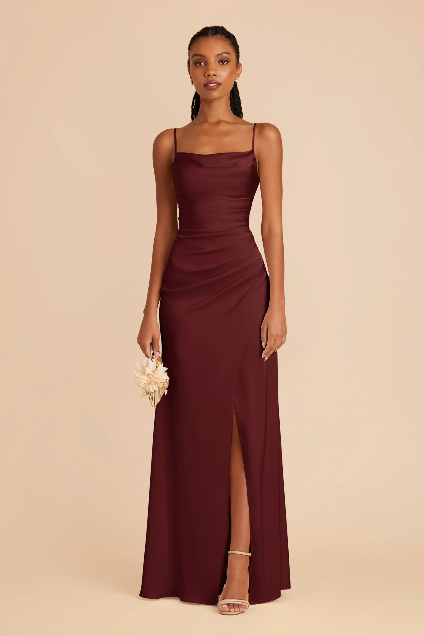 Lydia Matte Satin Dress - Cabernet - Image 3