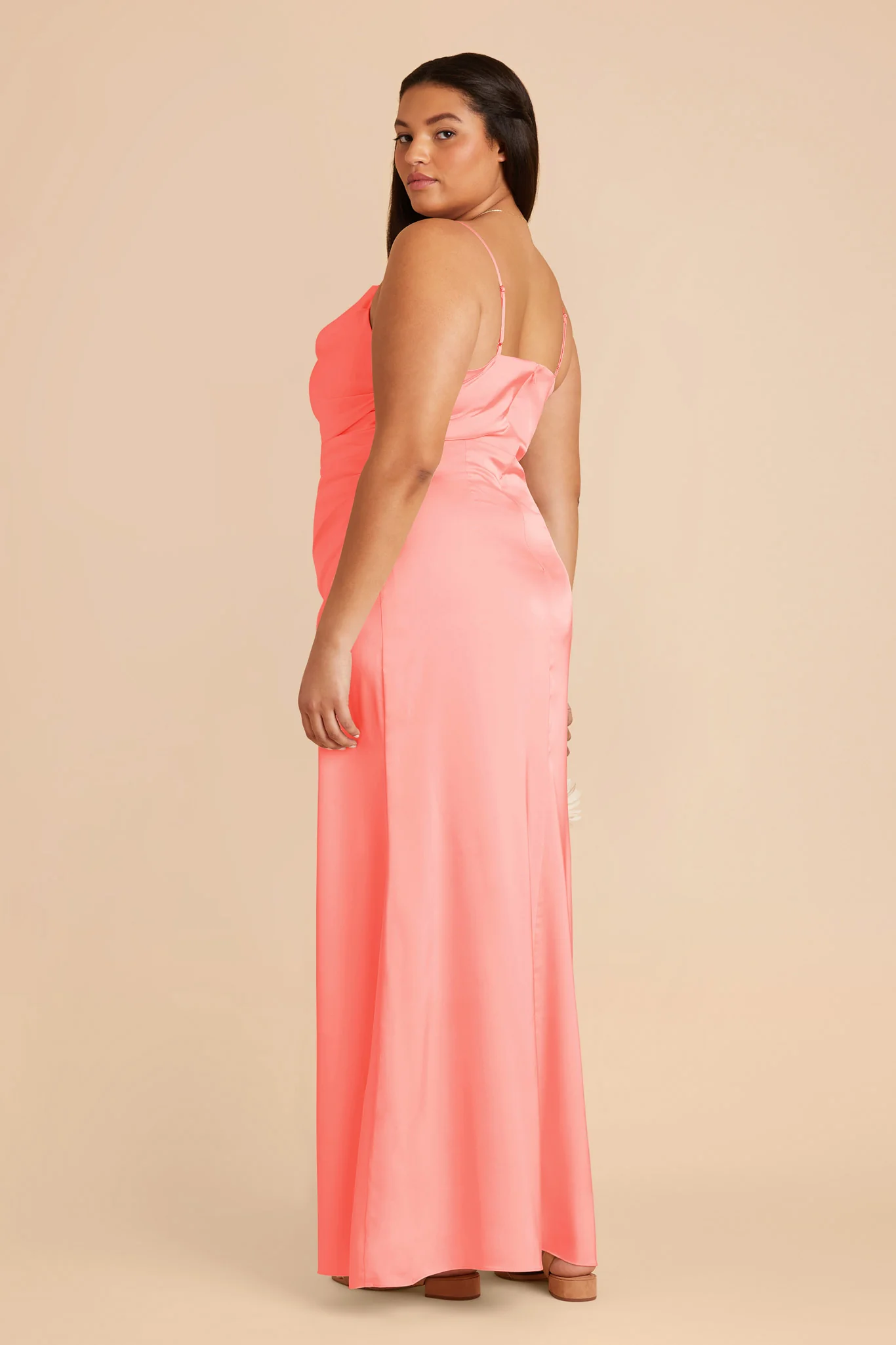 Lydia Matte Satin Dress - Coral Pink - Image 7