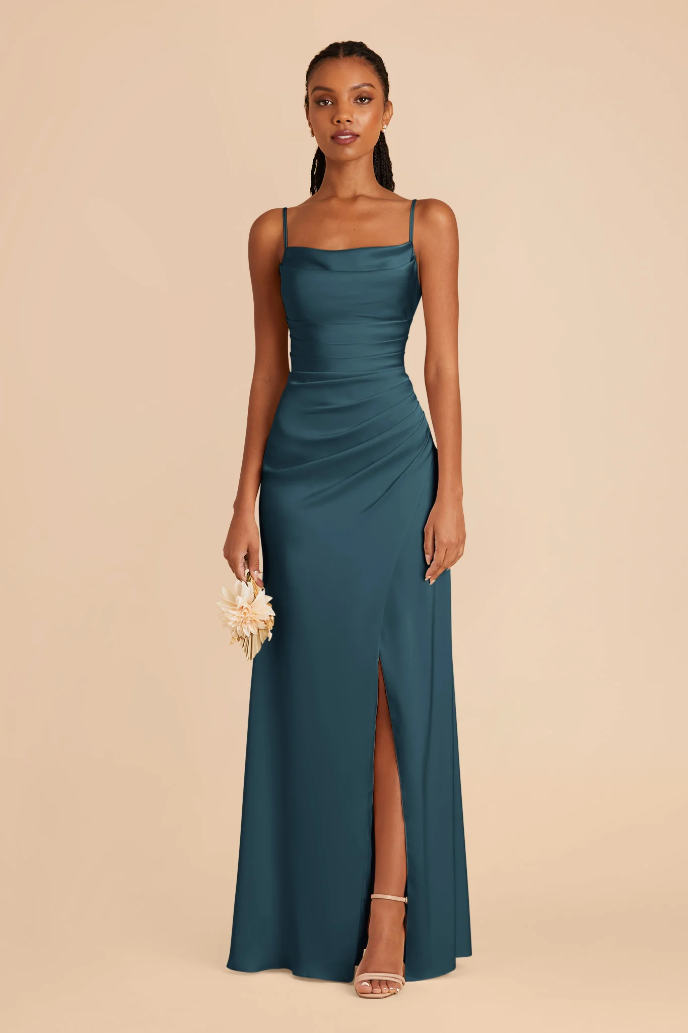 Lydia Matte Satin Dress - Dark Teal