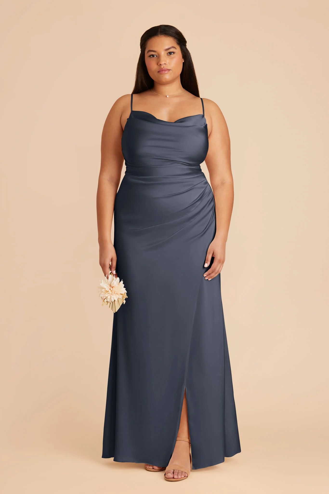 Lydia Matte Satin Dress - Dusk Blue - Image 2
