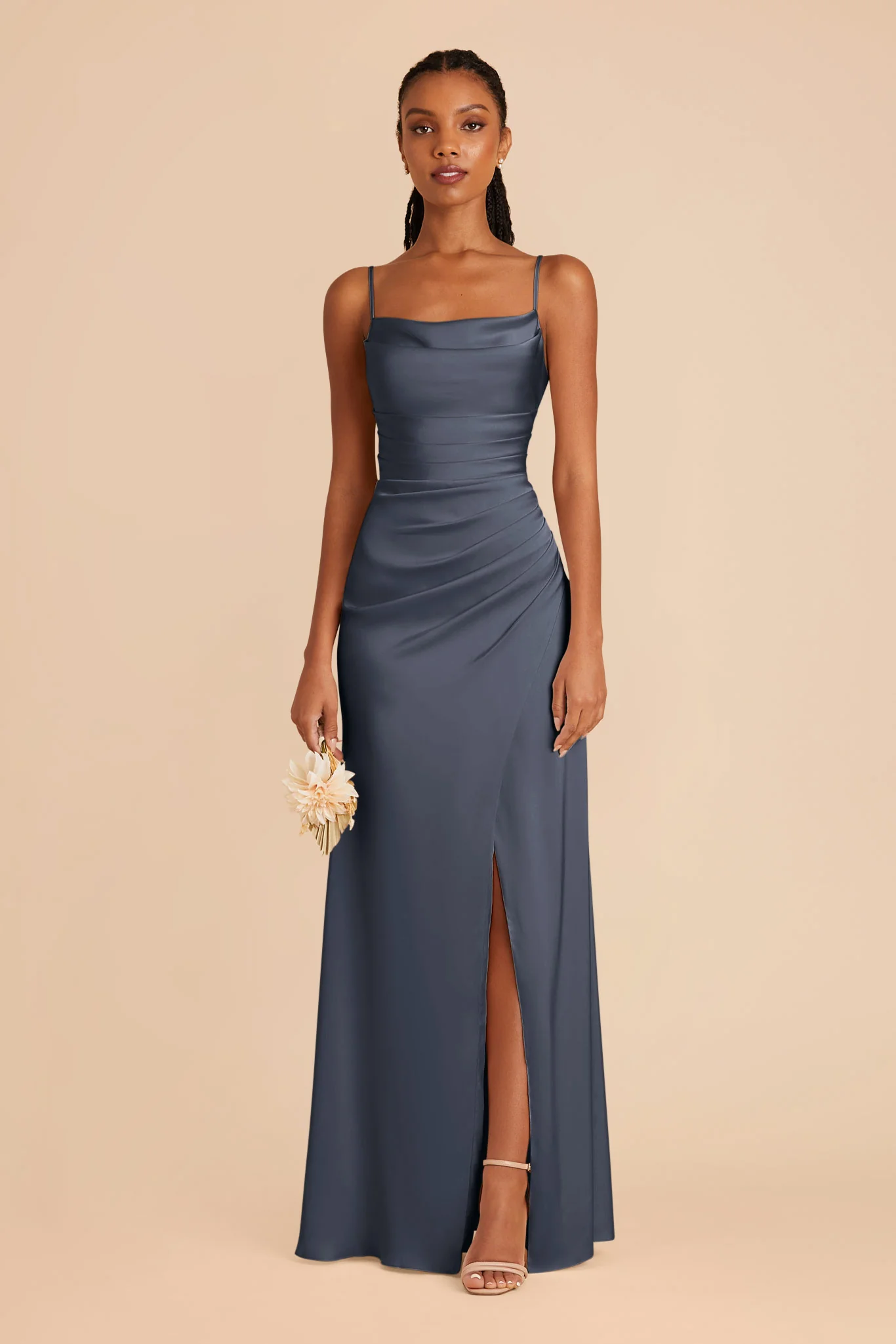 Lydia Matte Satin Dress - Dusk Blue - Image 3