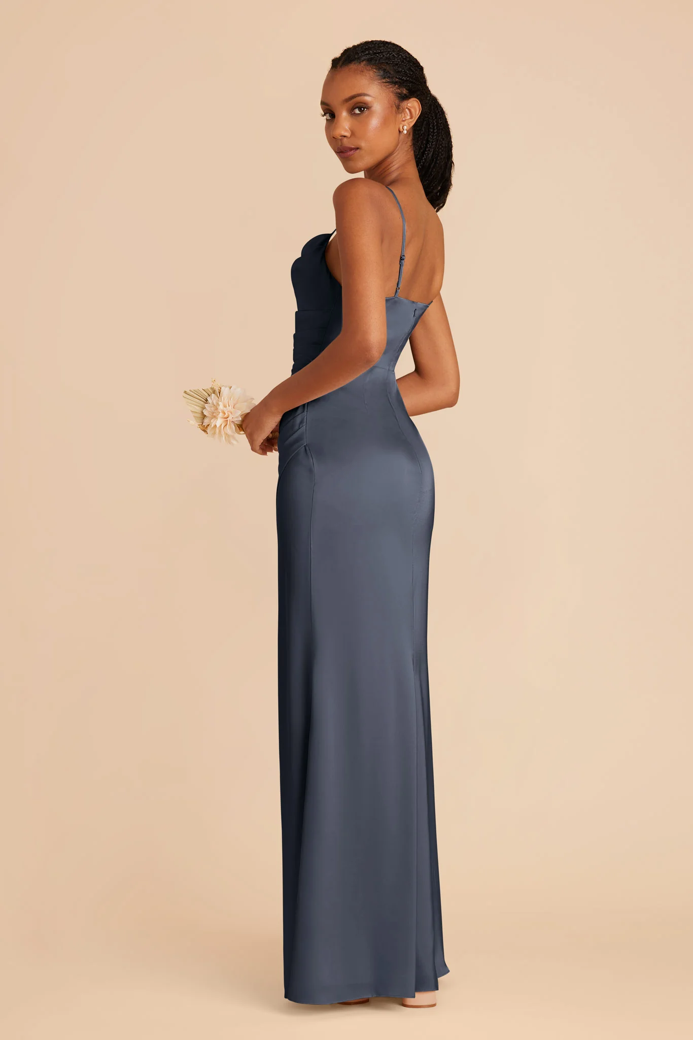 Lydia Matte Satin Dress - Dusk Blue - Image 5