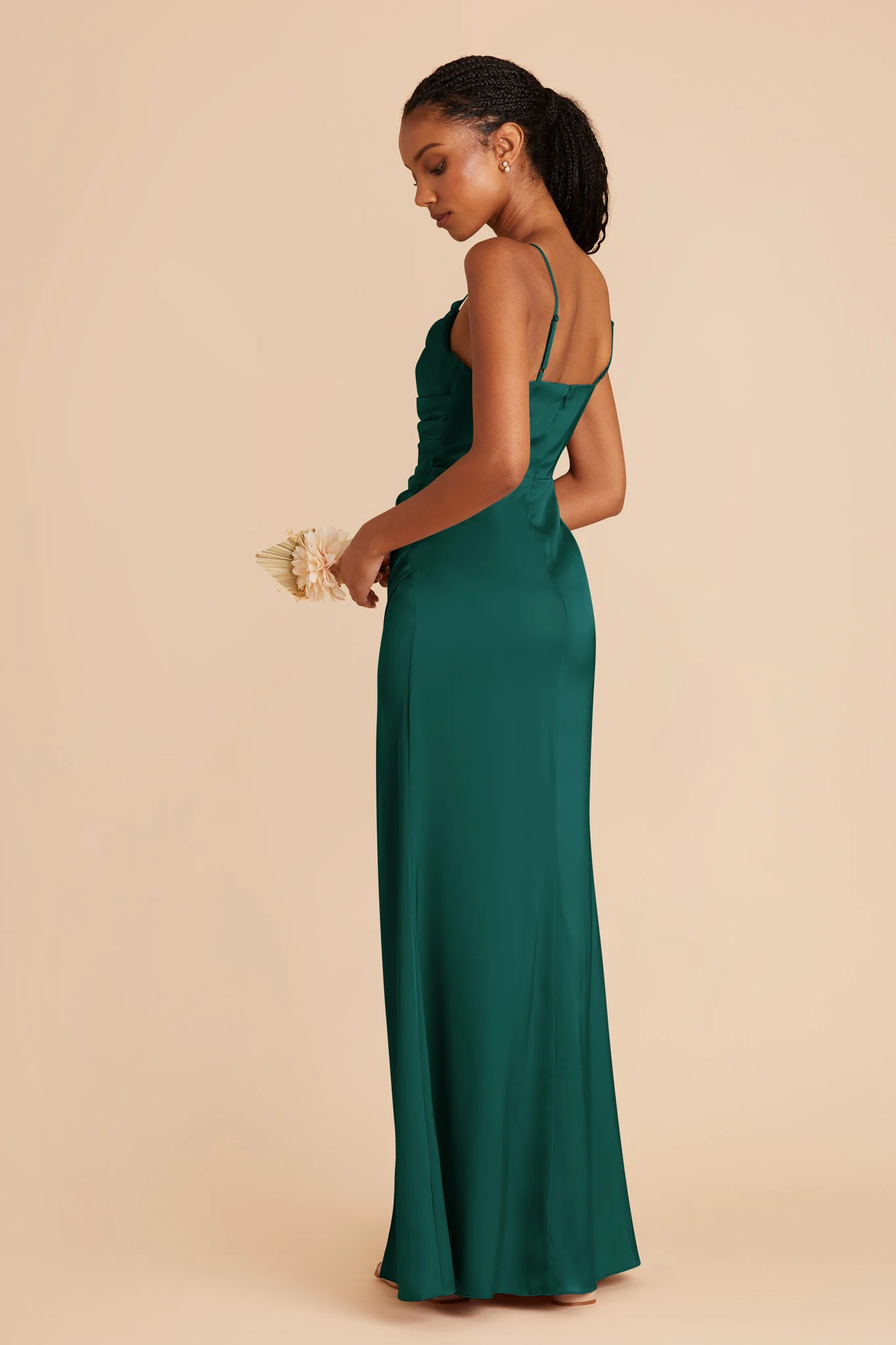 Lydia Matte Satin Dress - Emerald - Image 10