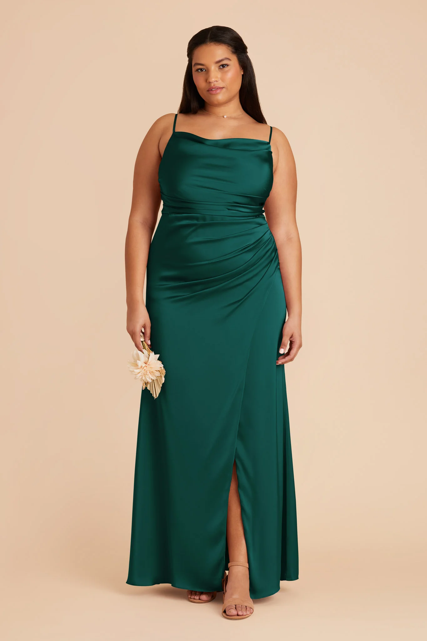 Lydia Matte Satin Dress - Emerald - Image 12