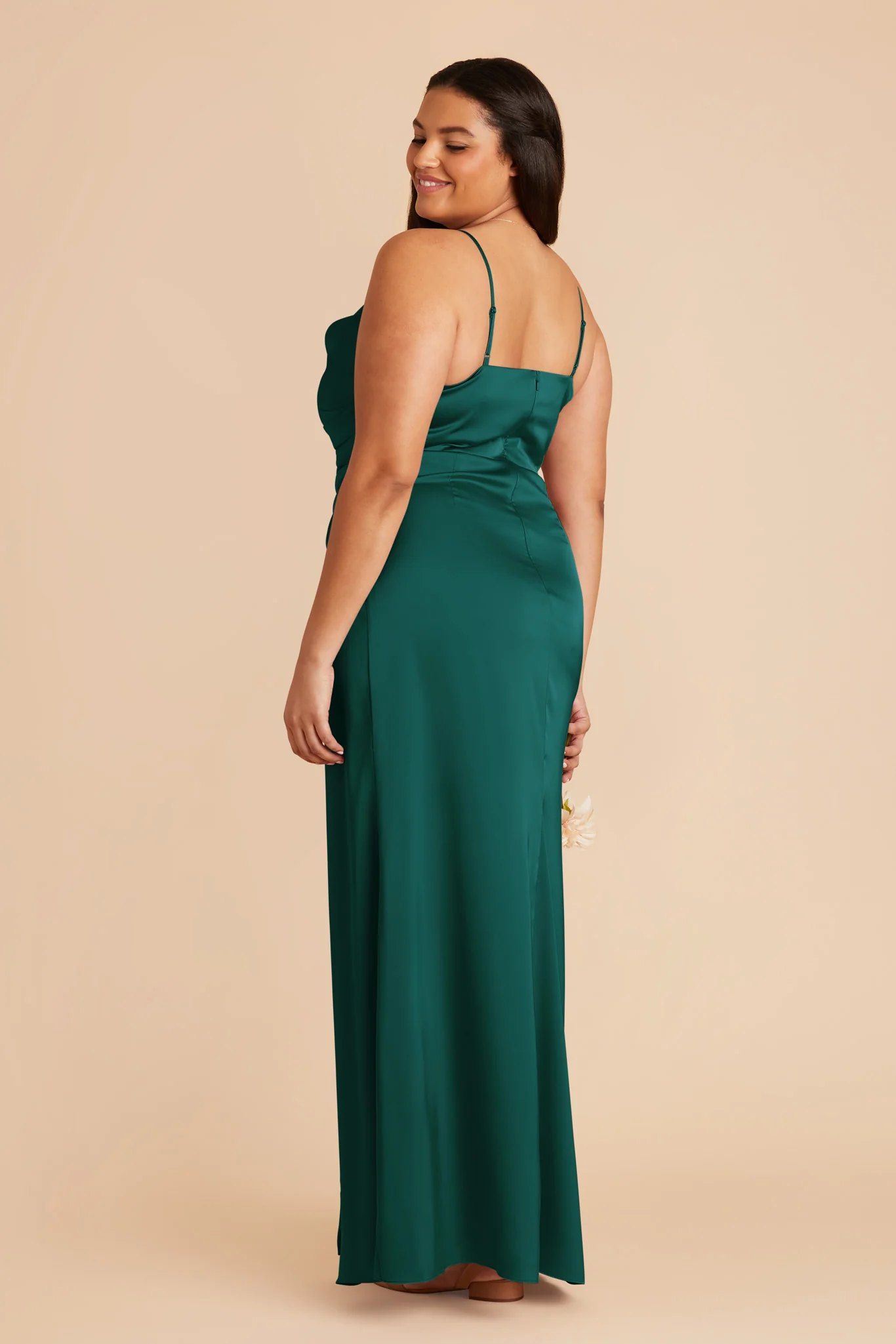 Lydia Matte Satin Dress - Emerald - Image 13