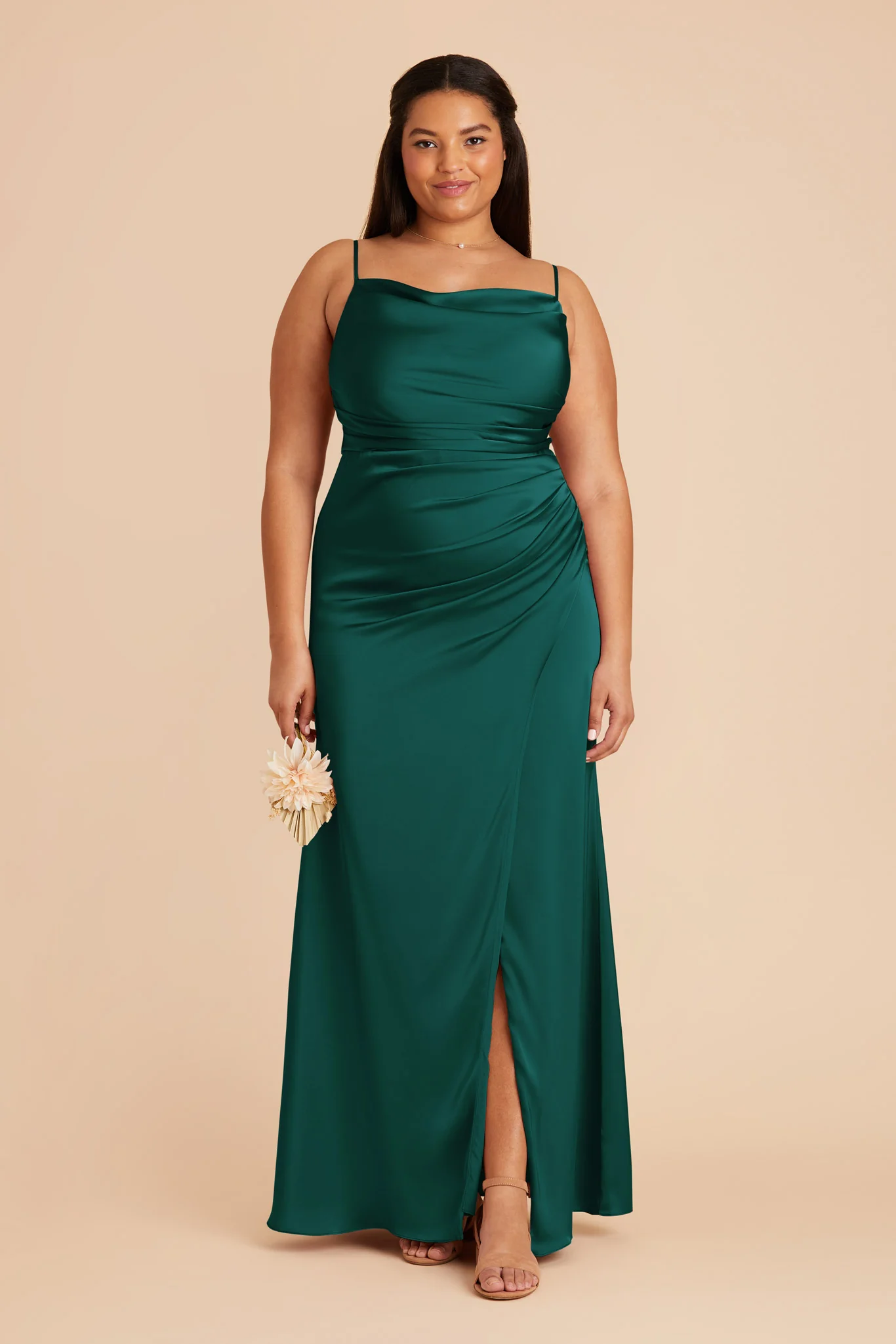 Lydia Matte Satin Dress - Emerald - Image 2