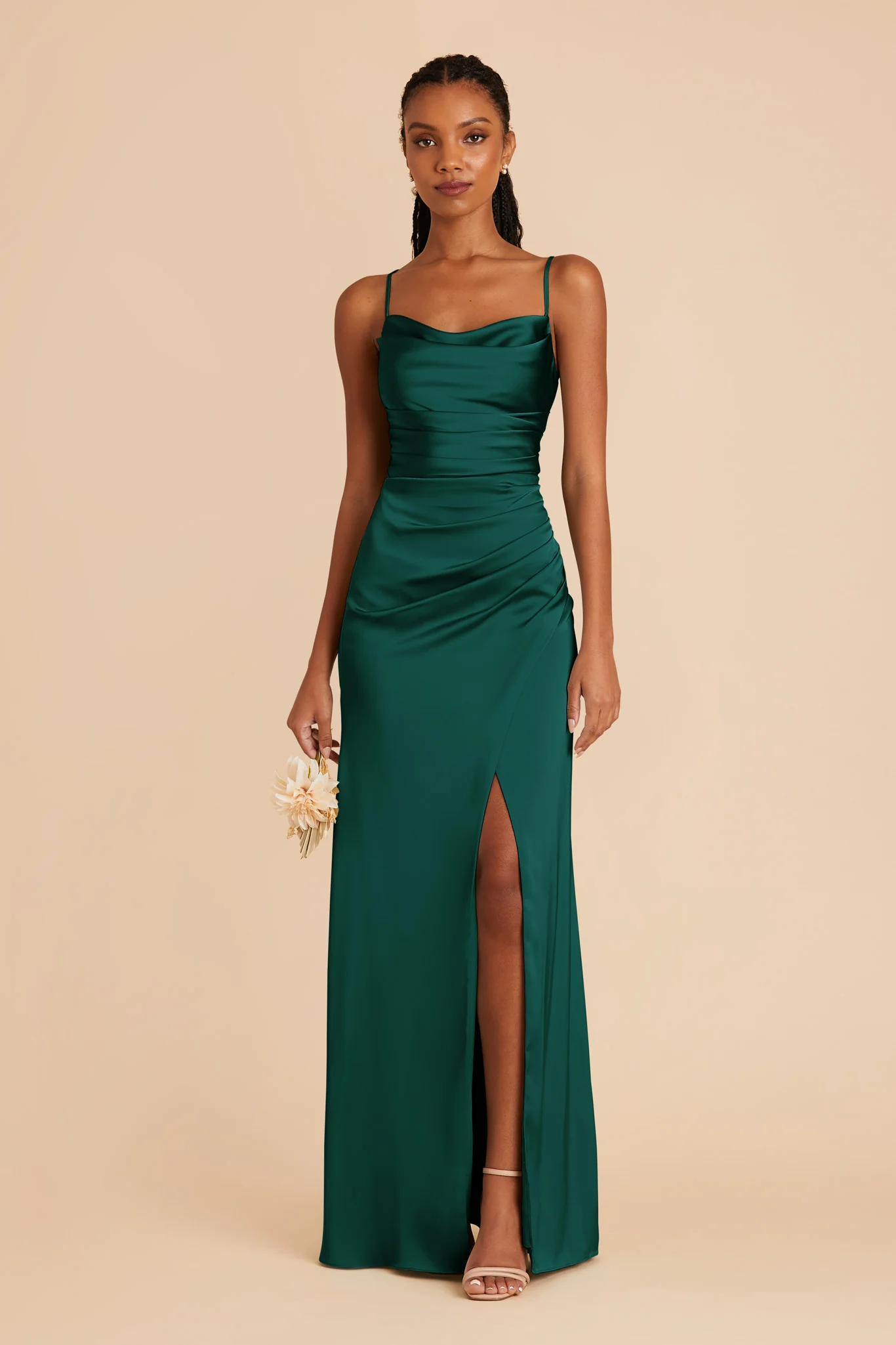 Lydia Matte Satin Dress - Emerald - Image 4