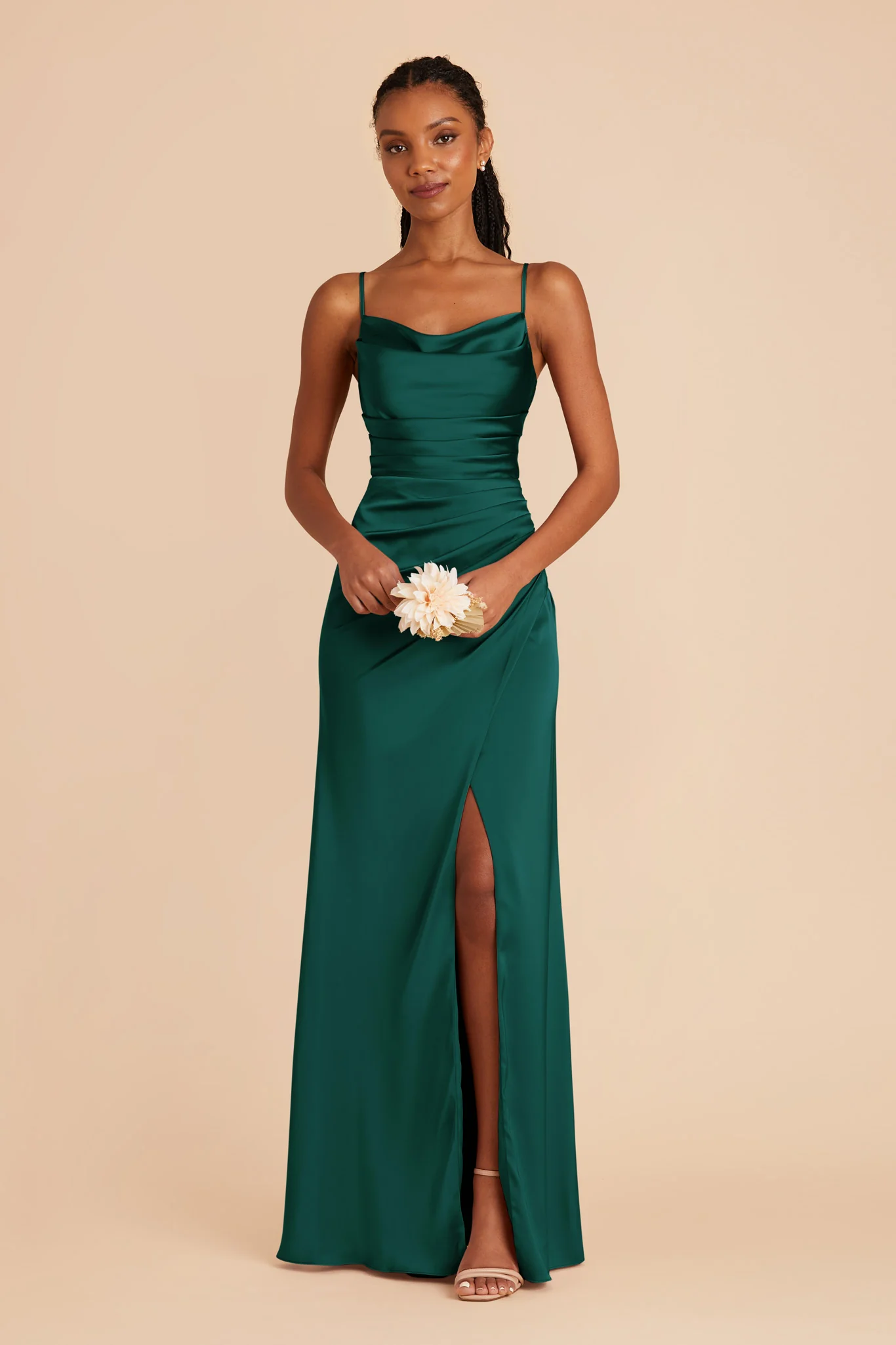 Lydia Matte Satin Dress - Emerald - Image 5