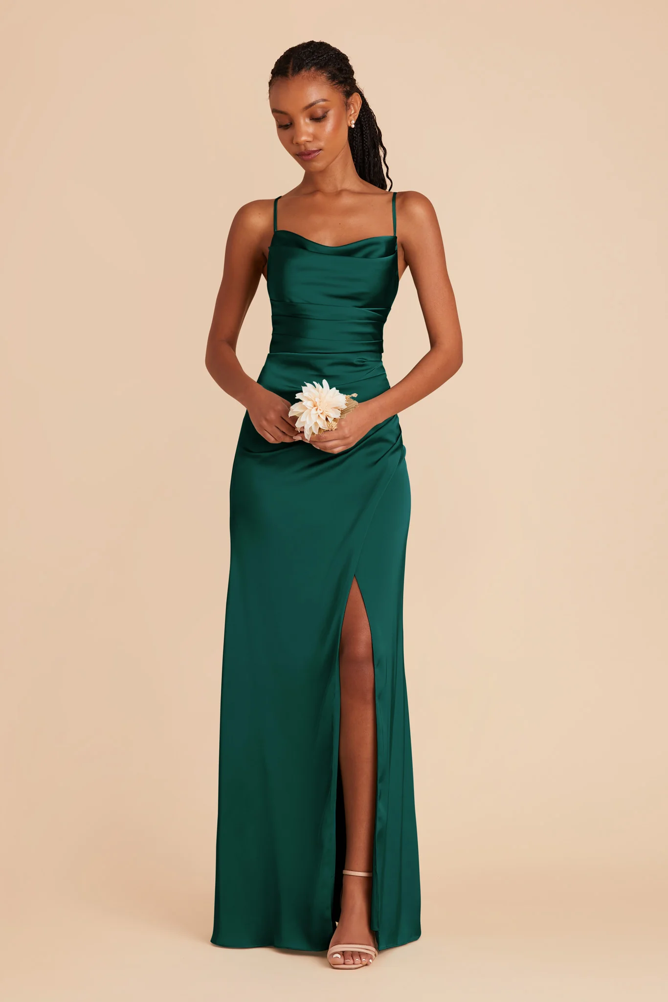 Lydia Matte Satin Dress - Emerald - Image 6