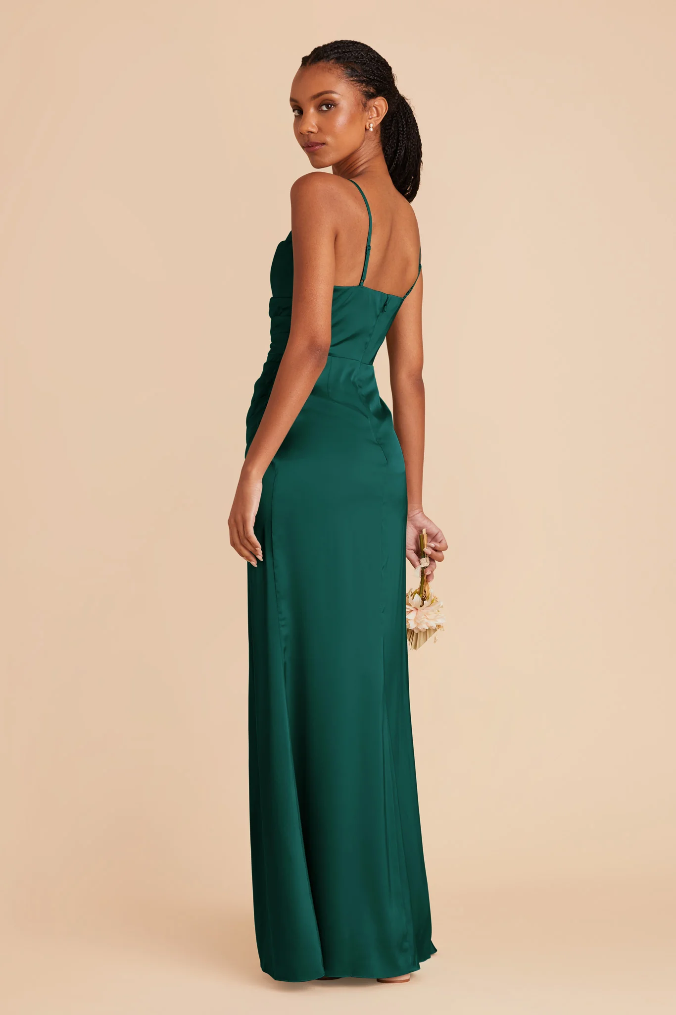 Lydia Matte Satin Dress - Emerald - Image 8