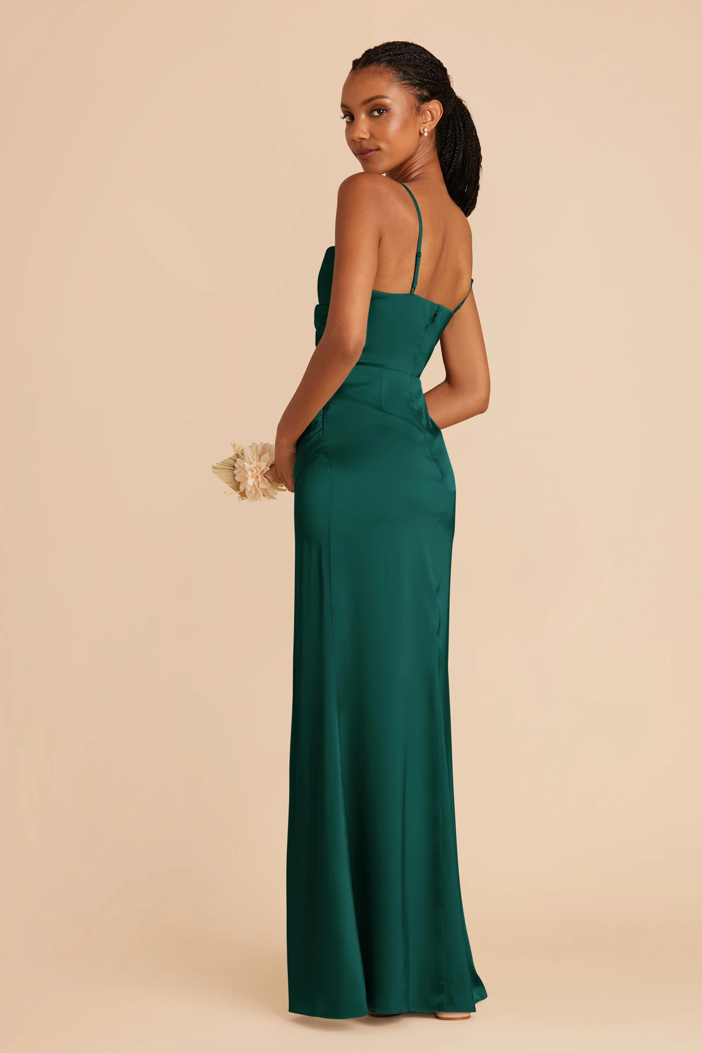 Lydia Matte Satin Dress - Emerald - Image 9