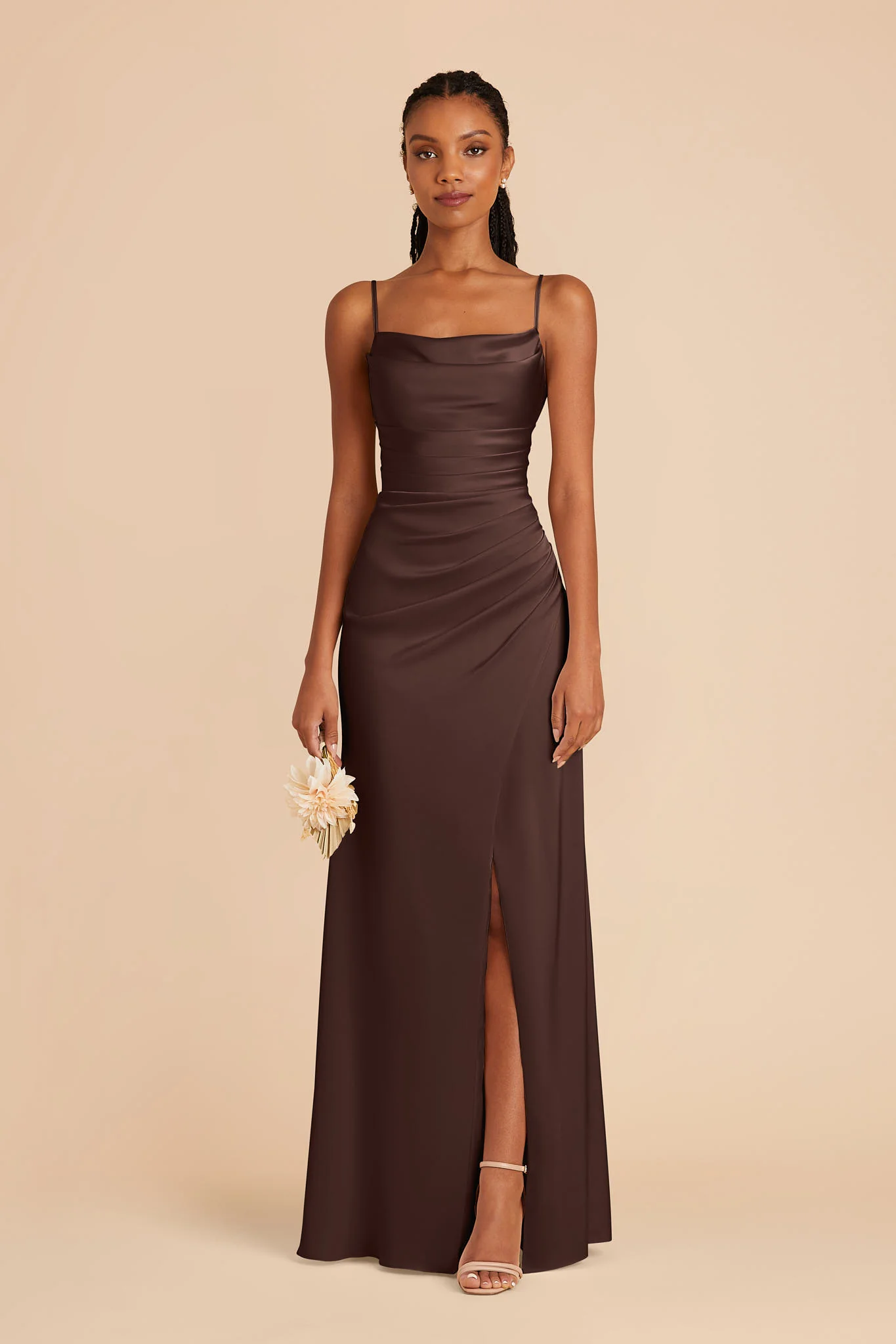 Lydia Matte Satin Dress - Espresso