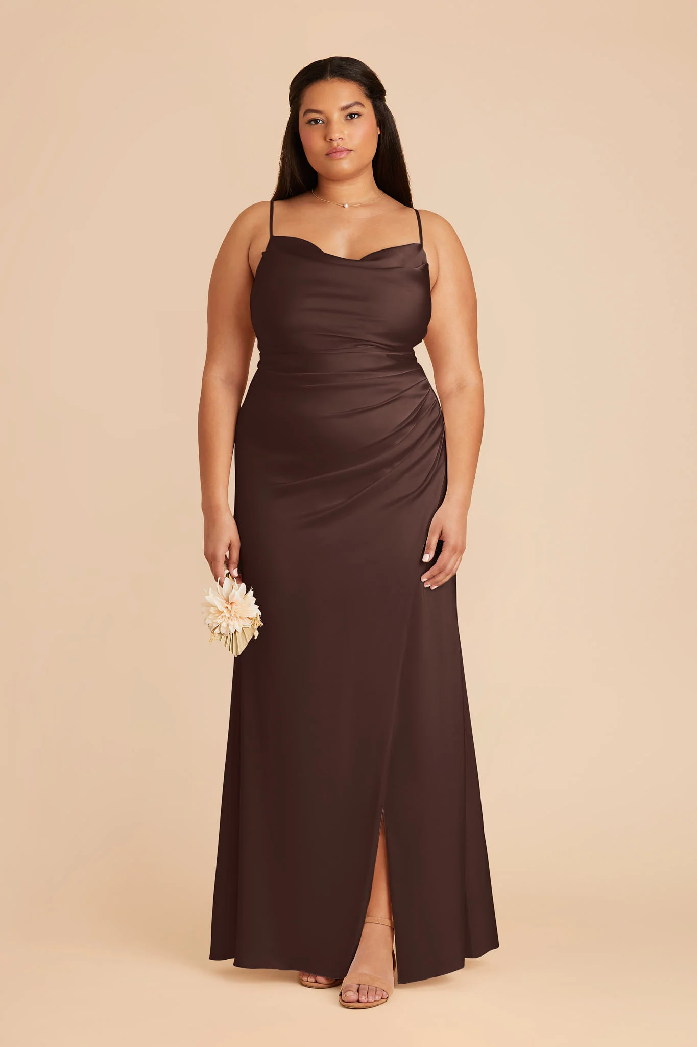 Lydia Matte Satin Dress - Espresso - Image 2