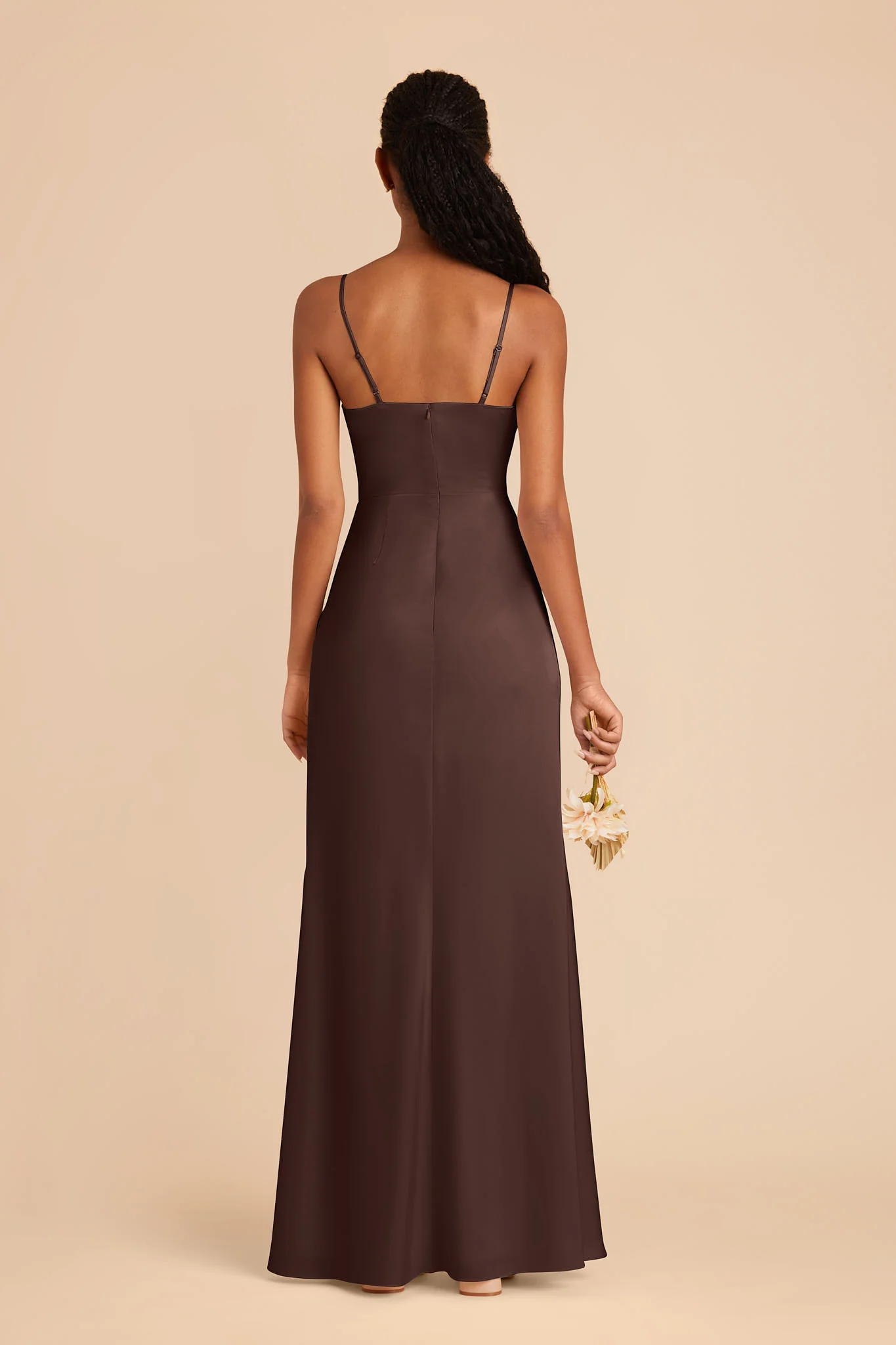 Lydia Matte Satin Dress - Espresso - Image 4